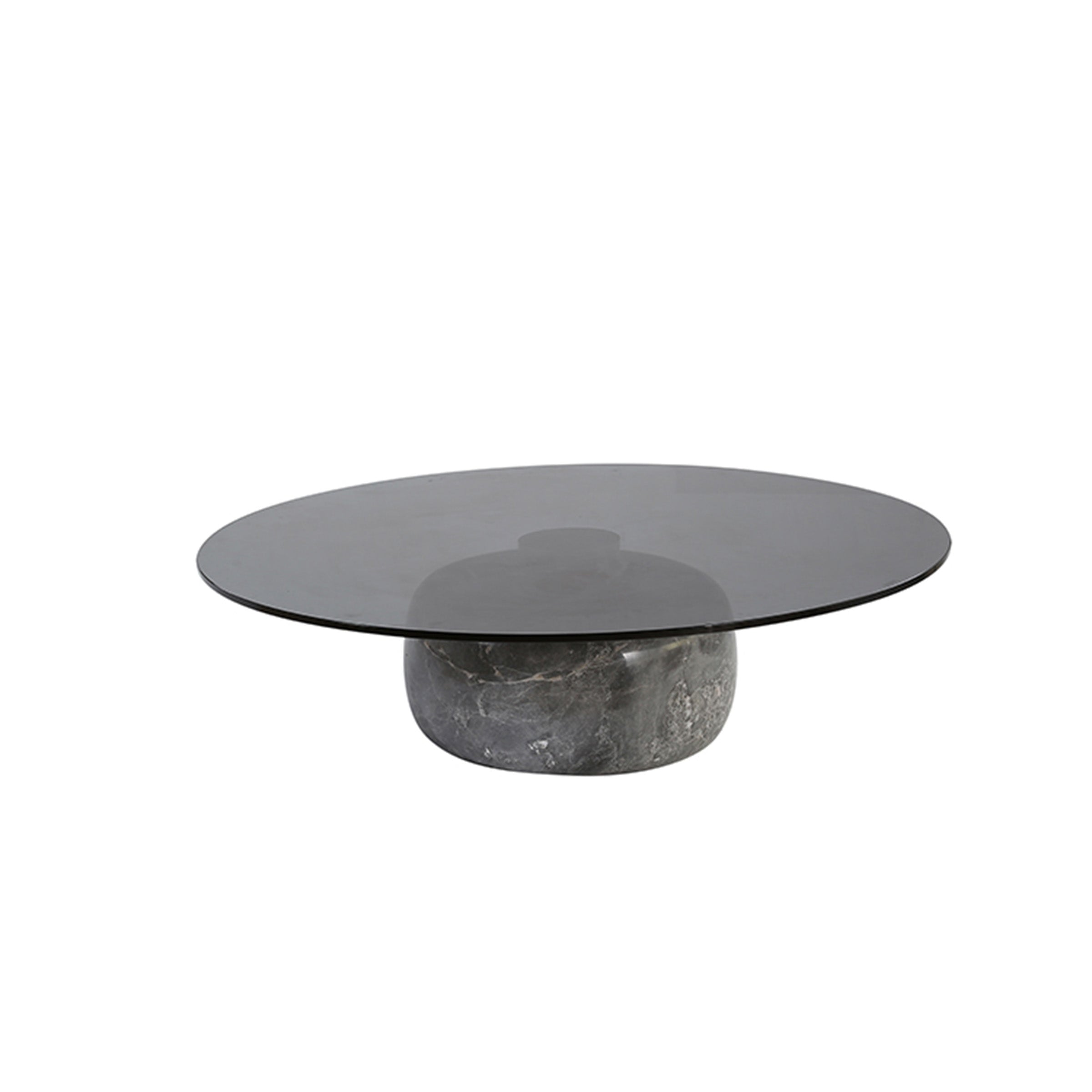 Minimal Grey Glass & Marble Round Coffee Table Ct8683-Sg -  Coffee tables - ebarza Furniture UAE | Shop Modern Furniture in Abu Dhabi & Dubai - مفروشات ايبازرا في الامارات | تسوق اثاث عصري وديكورات مميزة في دبي وابوظبي