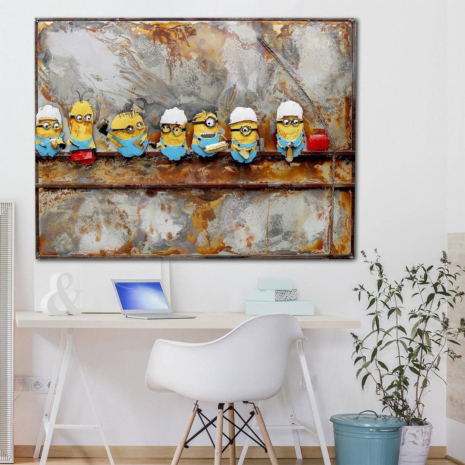 Minions Handcrafted Metal Art Painting 120X90 Cm Soap012 -  Paintings - ebarza Furniture UAE | Shop Modern Furniture in Abu Dhabi & Dubai - مفروشات ايبازرا في الامارات | تسوق اثاث عصري وديكورات مميزة في دبي وابوظبي