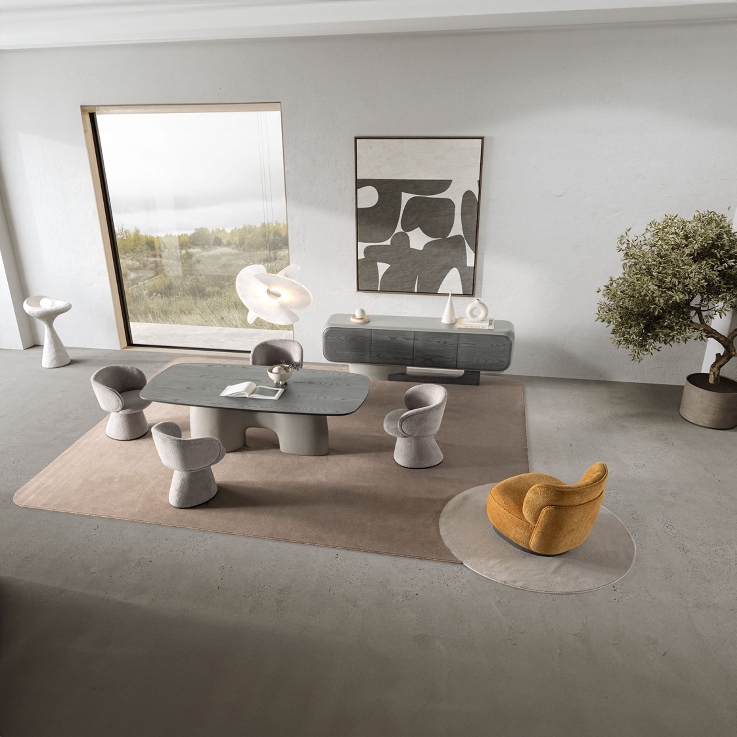 MOON Dining Table SAR-DT12 -  Dining Tables - ebarza Furniture UAE | Shop Modern Furniture in Abu Dhabi & Dubai - مفروشات ايبازرا في الامارات | تسوق اثاث عصري وديكورات مميزة في دبي وابوظبي