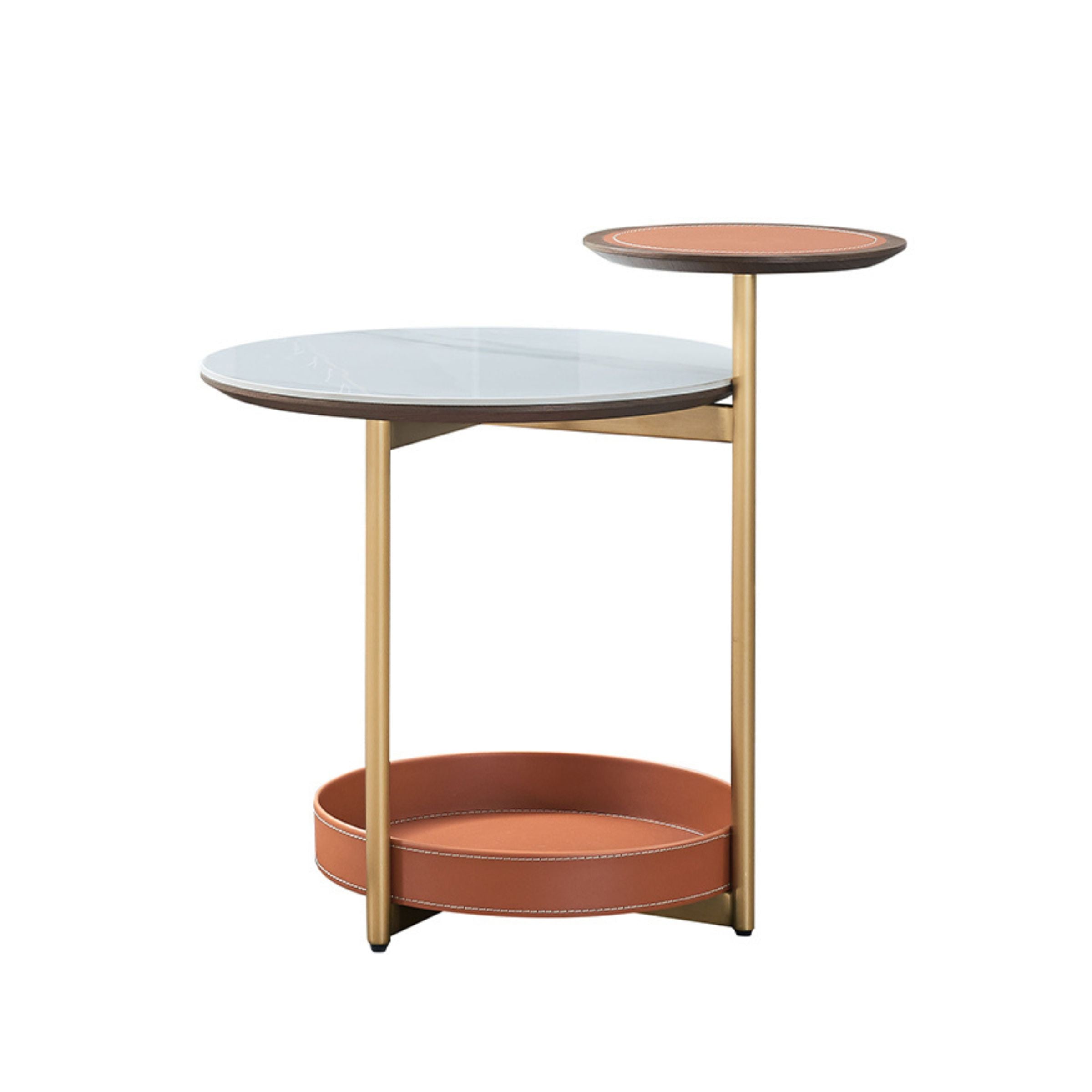 Mycroft Saddle Leather Side Table MLL-D47 -  Side Tables - ebarza Furniture UAE | Shop Modern Furniture in Abu Dhabi & Dubai - مفروشات ايبازرا في الامارات | تسوق اثاث عصري وديكورات مميزة في دبي وابوظبي