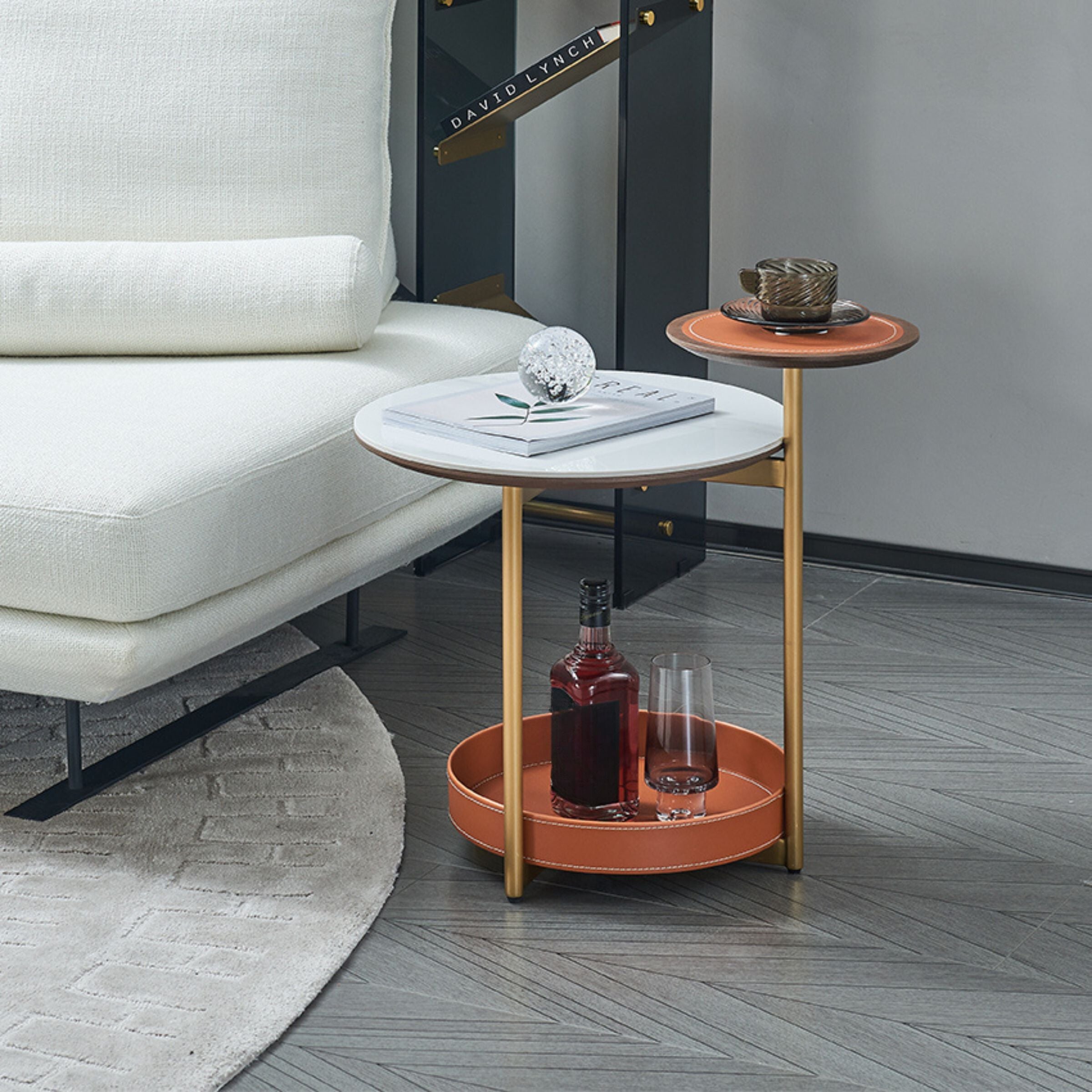 Mycroft Saddle Leather Side Table MLL-D47 -  Side Tables - ebarza Furniture UAE | Shop Modern Furniture in Abu Dhabi & Dubai - مفروشات ايبازرا في الامارات | تسوق اثاث عصري وديكورات مميزة في دبي وابوظبي