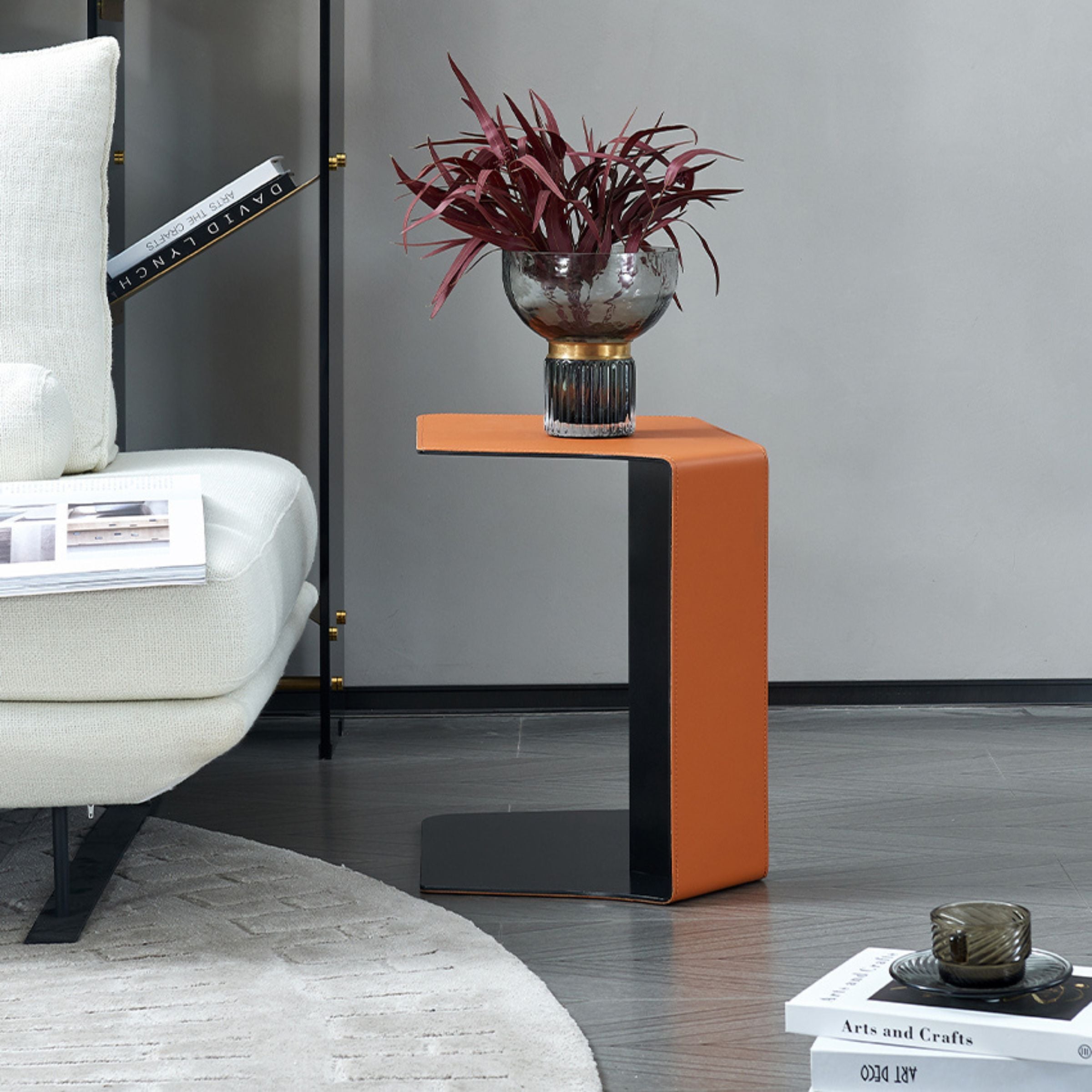 Display Item - Mycroft Saddle Leather Side Table MLL-D50 Nakheel -  DISPLAY ITEM - ebarza Furniture UAE | Shop Modern Furniture in Abu Dhabi & Dubai - مفروشات ايبازرا في الامارات | تسوق اثاث عصري وديكورات مميزة في دبي وابوظبي