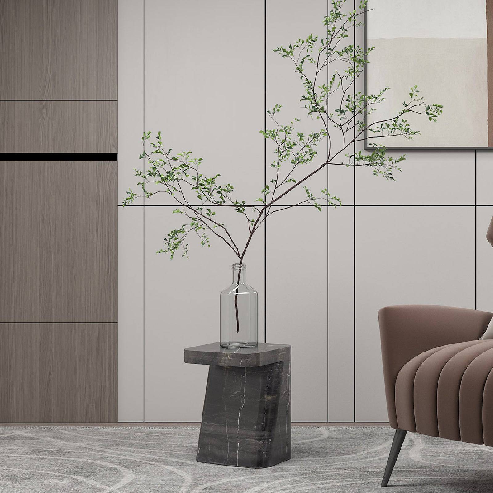 Display Item - Natural Marble Side Table 323STA-Amzn-Nakheel -  DISPLAY ITEM - ebarza Furniture UAE | Shop Modern Furniture in Abu Dhabi & Dubai - مفروشات ايبازرا في الامارات | تسوق اثاث عصري وديكورات مميزة في دبي وابوظبي