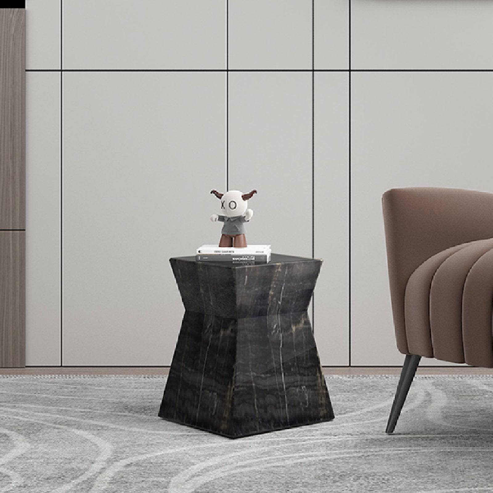 Natural Marble Side Table 378St-Amzn -  Side Tables - ebarza Furniture UAE | Shop Modern Furniture in Abu Dhabi & Dubai - مفروشات ايبازرا في الامارات | تسوق اثاث عصري وديكورات مميزة في دبي وابوظبي