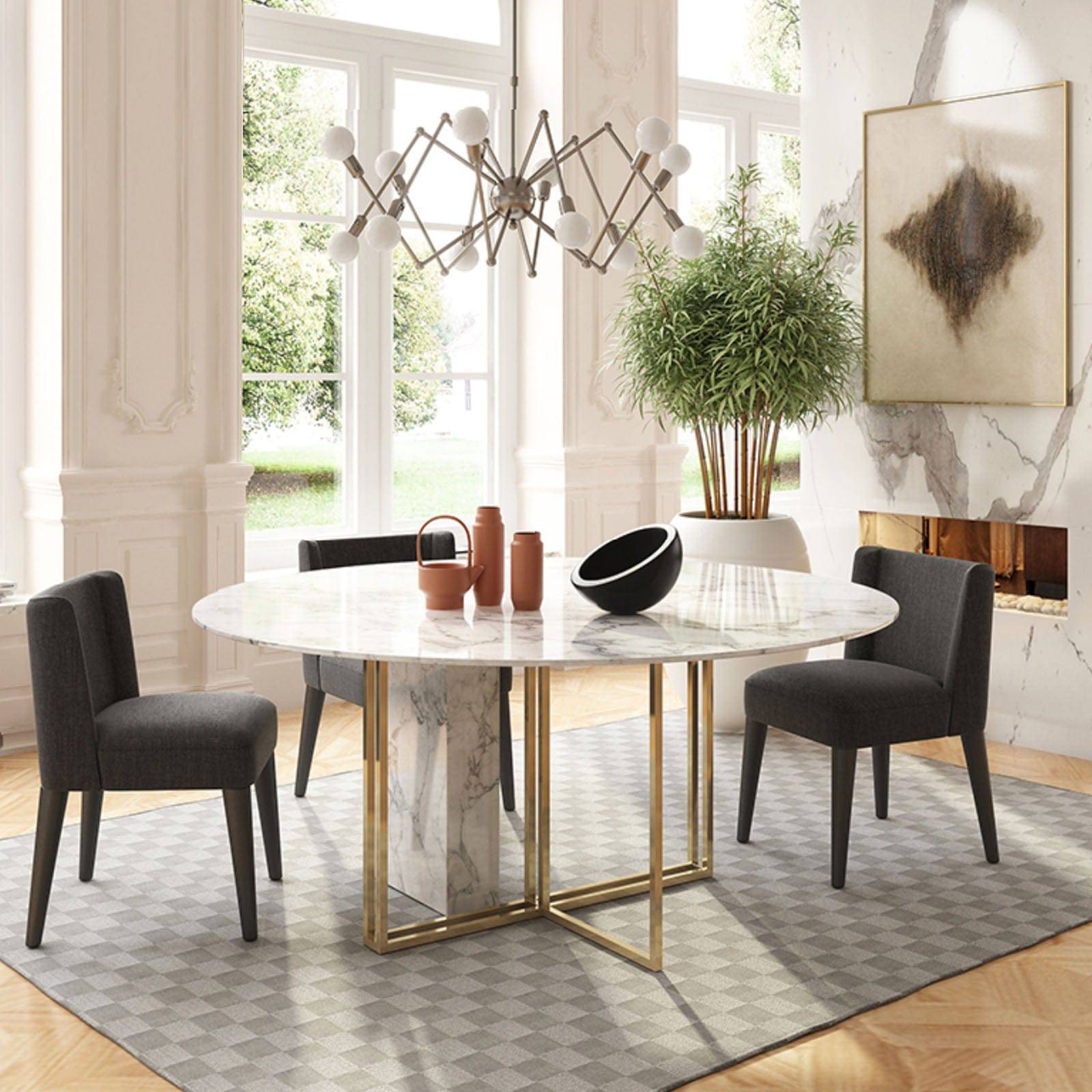 Display Item - Niort Round Dining Table  Tg-395-YAS -  DISPLAY ITEM - ebarza Furniture UAE | Shop Modern Furniture in Abu Dhabi & Dubai - مفروشات ايبازرا في الامارات | تسوق اثاث عصري وديكورات مميزة في دبي وابوظبي
