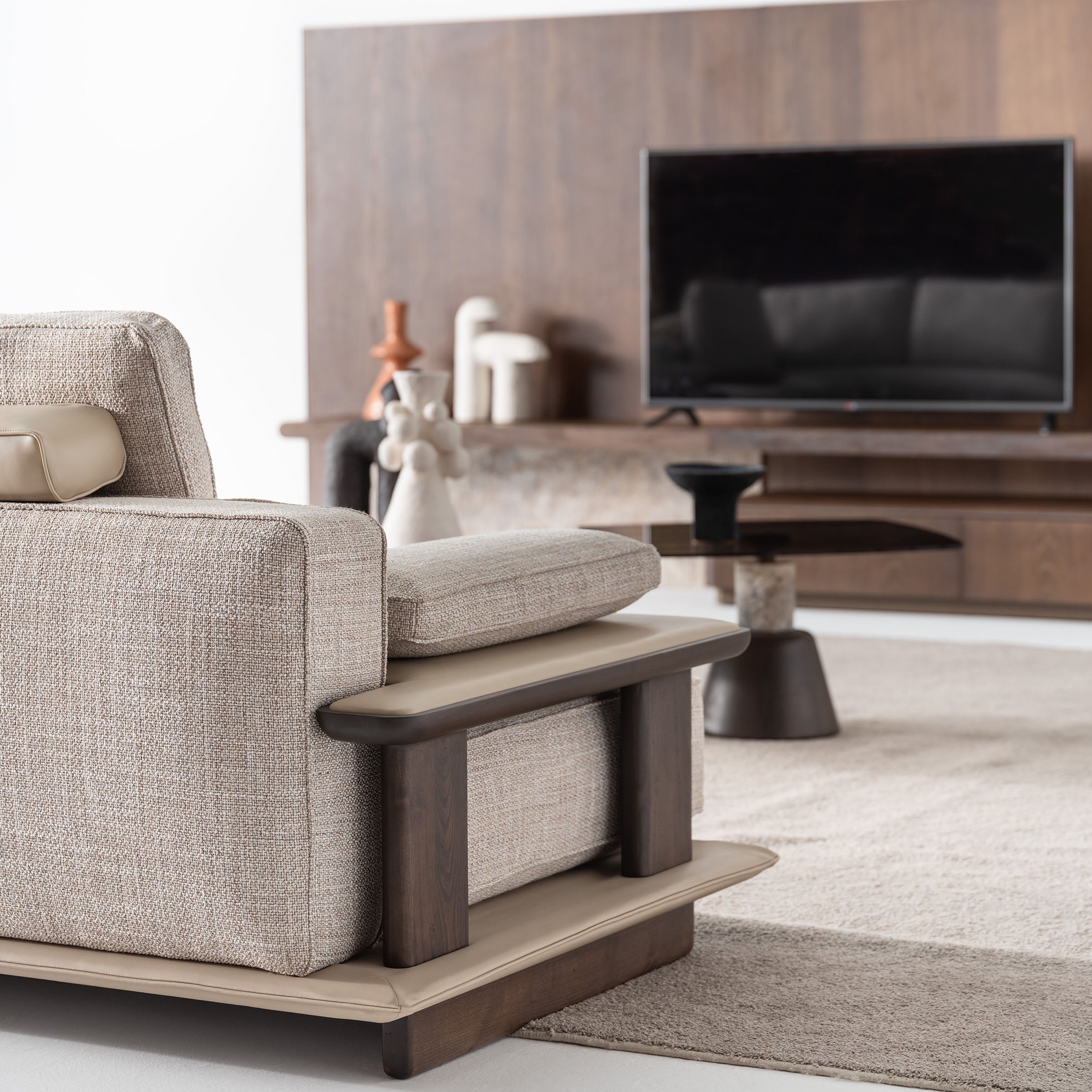 ODEON SINGLE MODULE WITH LEFT ARM 123cm for Odeon Sofa OD-L/M-ARM003 -  Sofas - ebarza Furniture UAE | Shop Modern Furniture in Abu Dhabi & Dubai - مفروشات ايبازرا في الامارات | تسوق اثاث عصري وديكورات مميزة في دبي وابوظبي