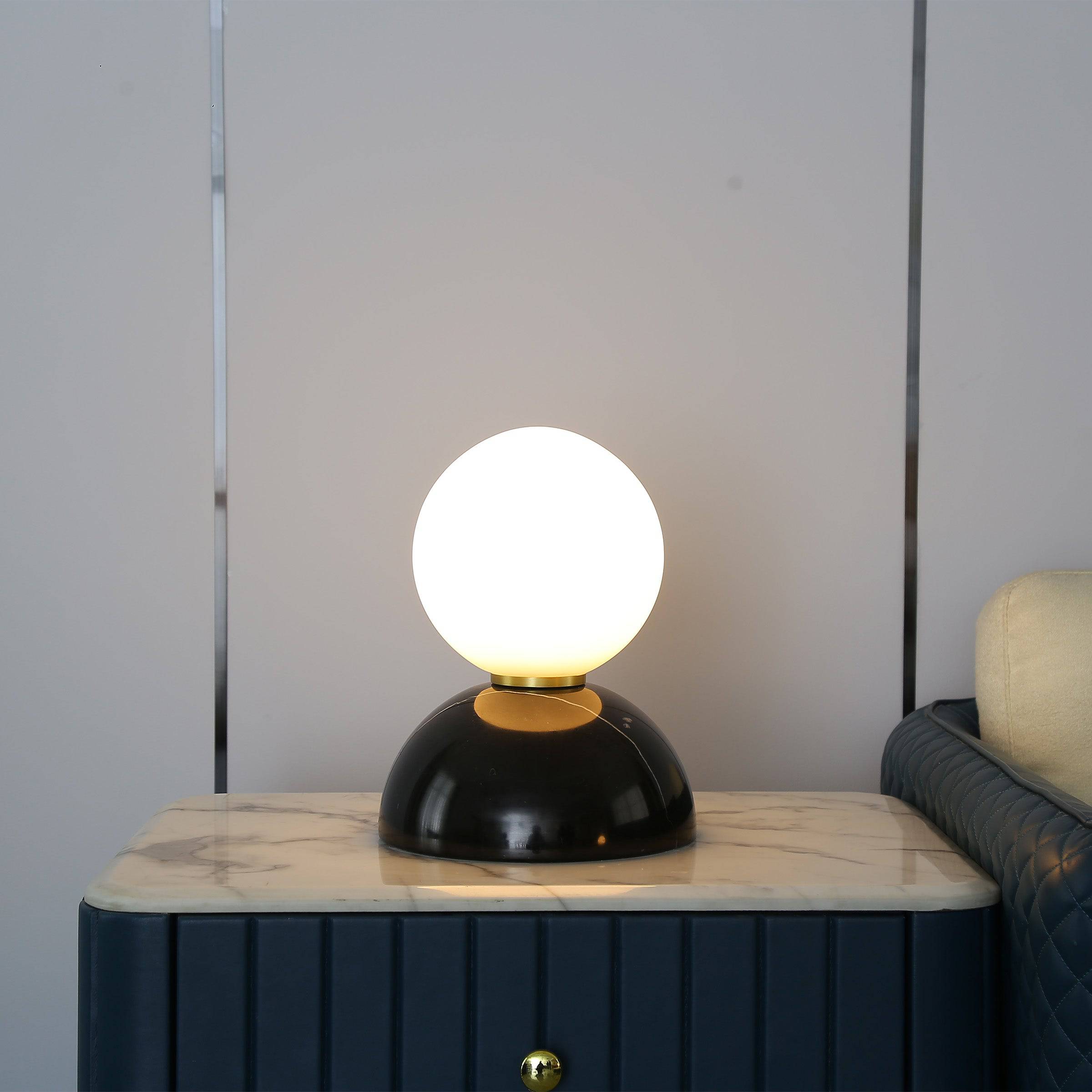 Opal Glass Shade With Black Marble Base Table Lamp 8709T-Bk -  Desk\table Lamps - ebarza Furniture UAE | Shop Modern Furniture in Abu Dhabi & Dubai - مفروشات ايبازرا في الامارات | تسوق اثاث عصري وديكورات مميزة في دبي وابوظبي