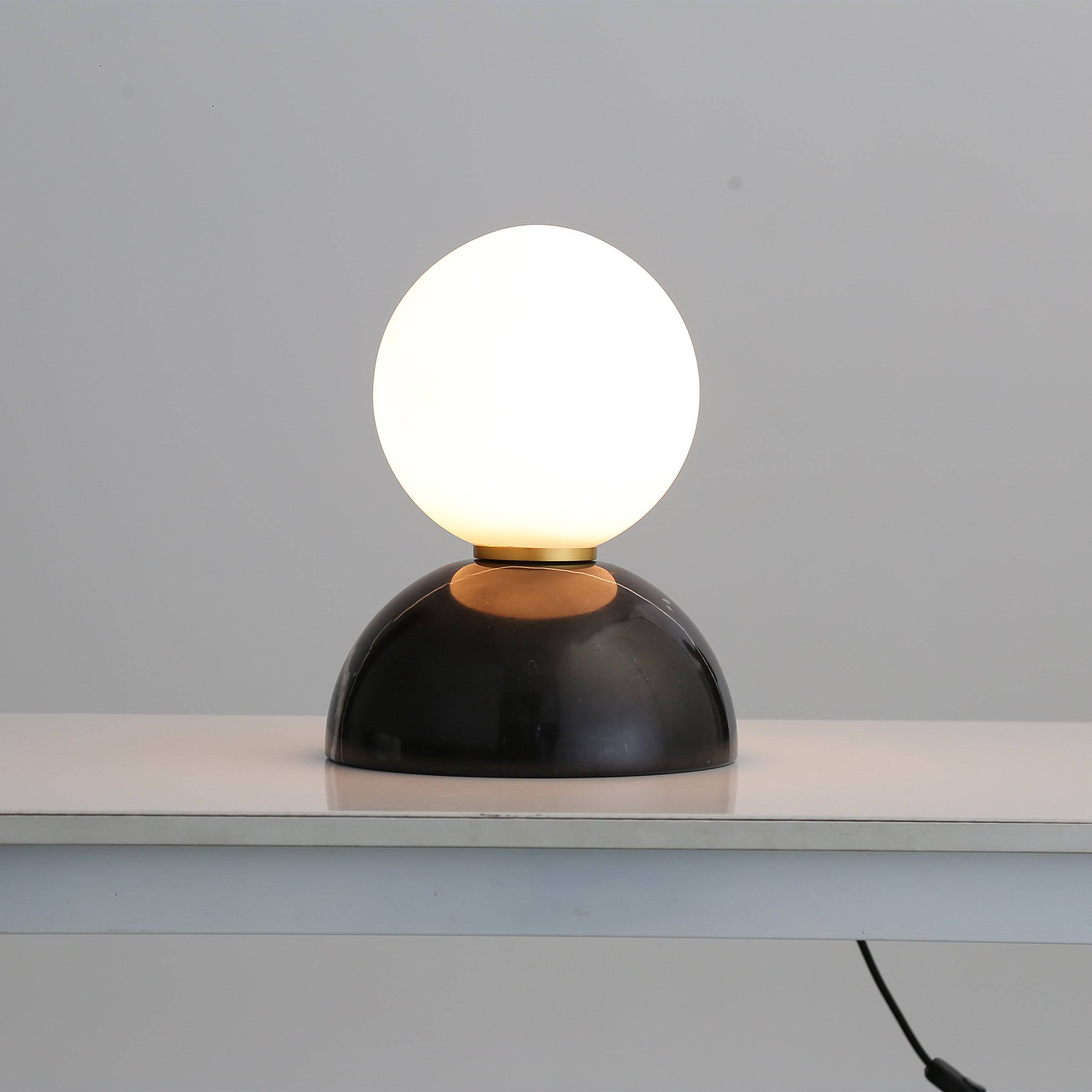 Opal Glass Shade With Black Marble Base Table Lamp 8709T-Bk -  Desk\table Lamps - ebarza Furniture UAE | Shop Modern Furniture in Abu Dhabi & Dubai - مفروشات ايبازرا في الامارات | تسوق اثاث عصري وديكورات مميزة في دبي وابوظبي