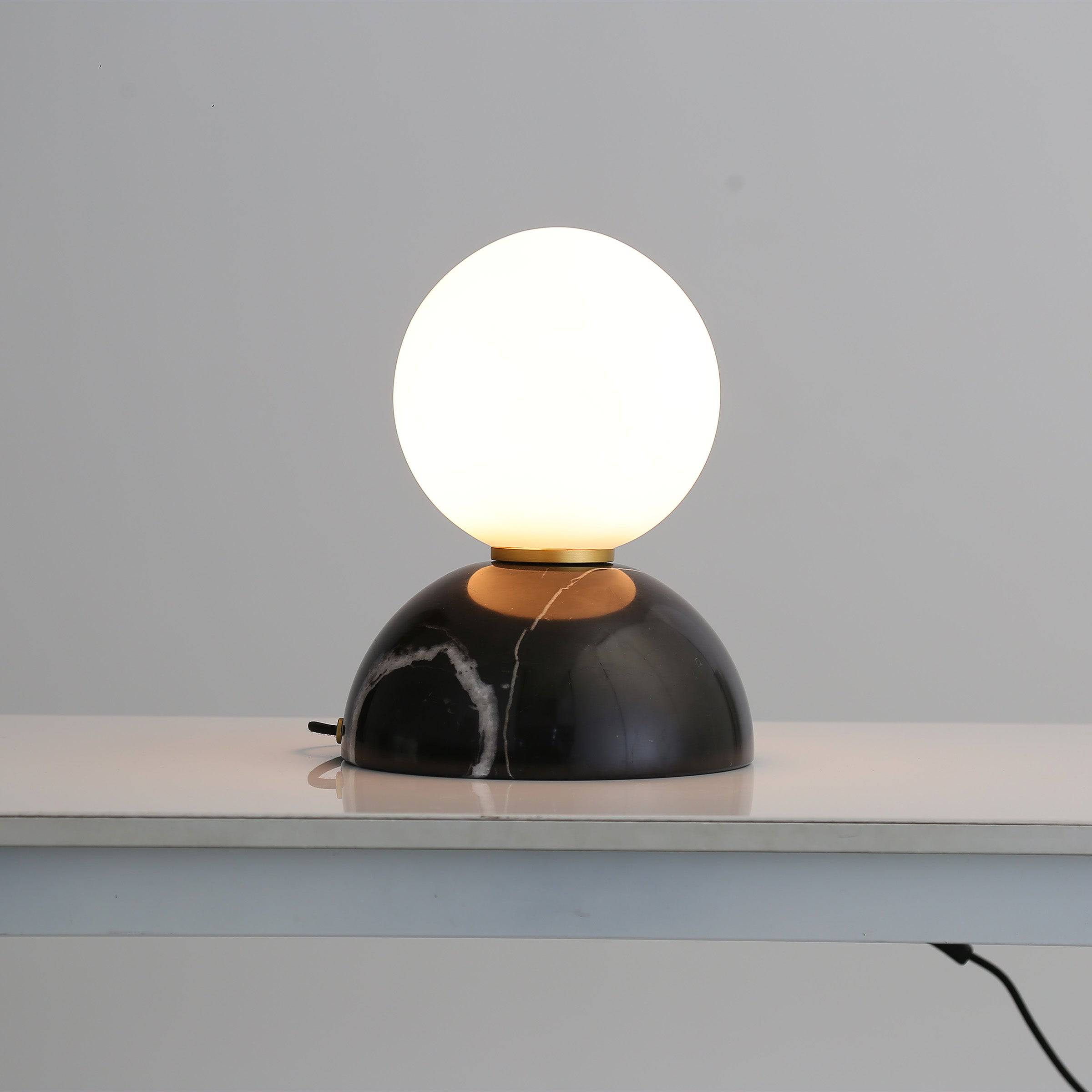 Opal Glass Shade With Black Marble Base Table Lamp 8709T-Bk -  Desk\table Lamps - ebarza Furniture UAE | Shop Modern Furniture in Abu Dhabi & Dubai - مفروشات ايبازرا في الامارات | تسوق اثاث عصري وديكورات مميزة في دبي وابوظبي