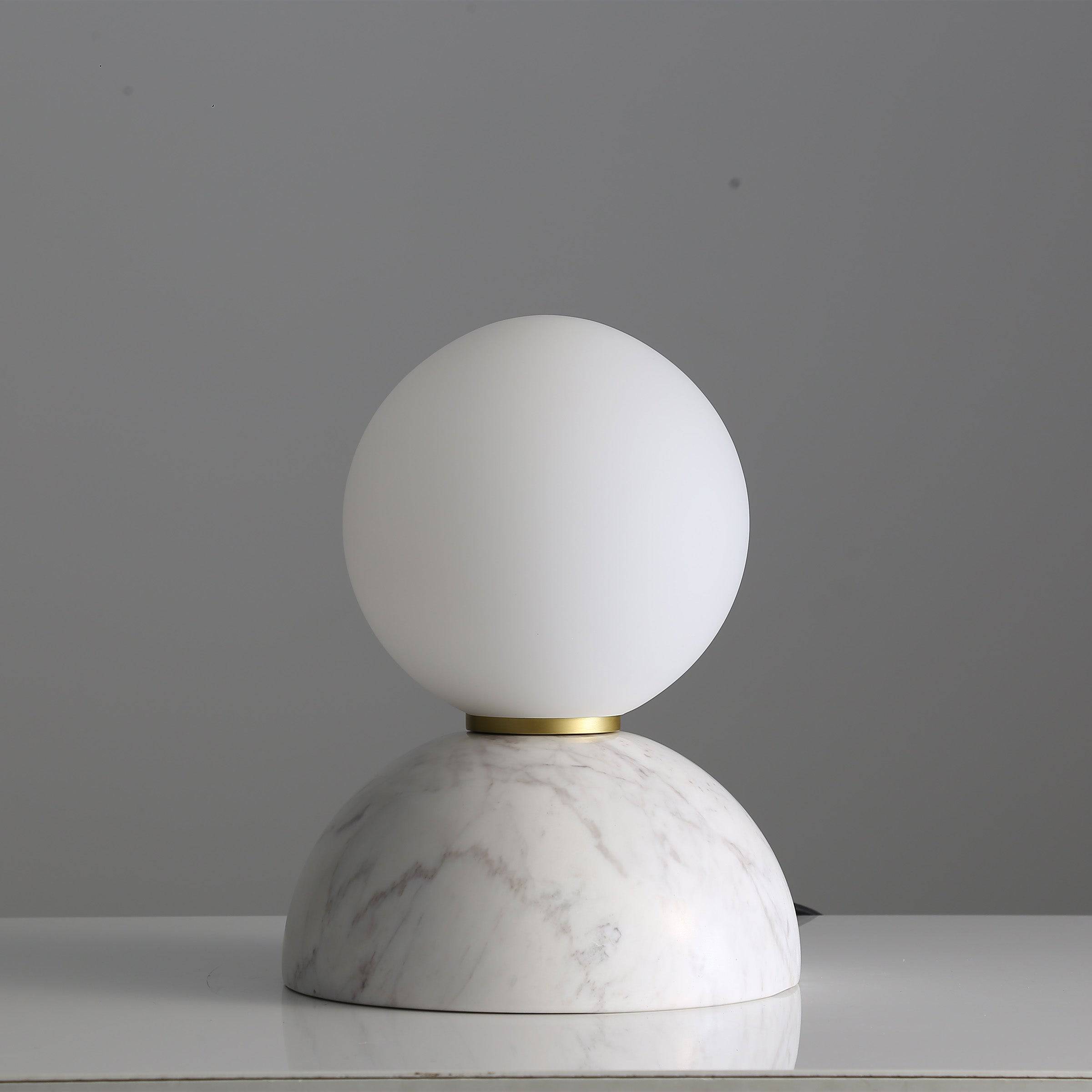 Opal Glass Shade With White Marble Base Table Lamp 8709T-We -  Desk\table Lamps - ebarza Furniture UAE | Shop Modern Furniture in Abu Dhabi & Dubai - مفروشات ايبازرا في الامارات | تسوق اثاث عصري وديكورات مميزة في دبي وابوظبي