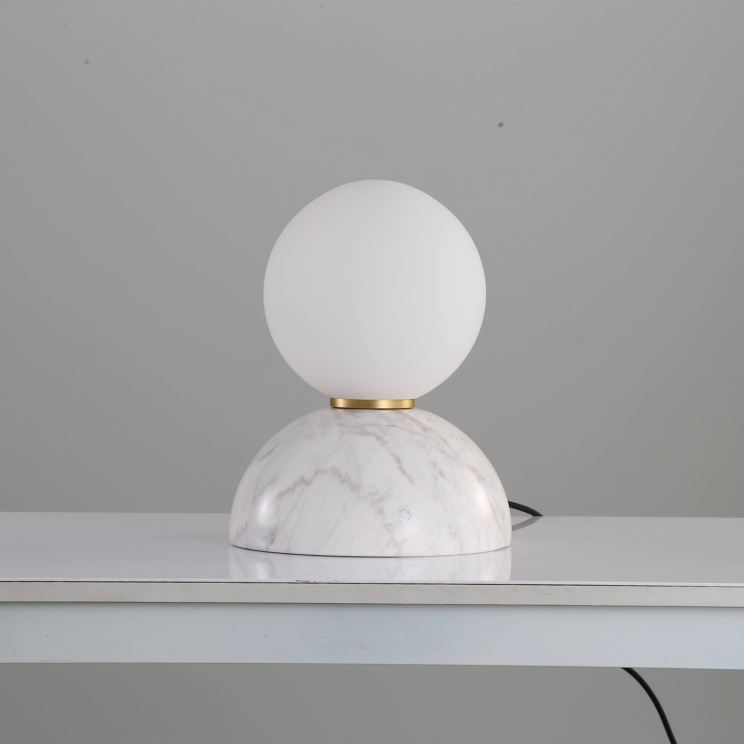 Opal Glass Shade With White Marble Base Table Lamp 8709T-We -  Desk\table Lamps - ebarza Furniture UAE | Shop Modern Furniture in Abu Dhabi & Dubai - مفروشات ايبازرا في الامارات | تسوق اثاث عصري وديكورات مميزة في دبي وابوظبي