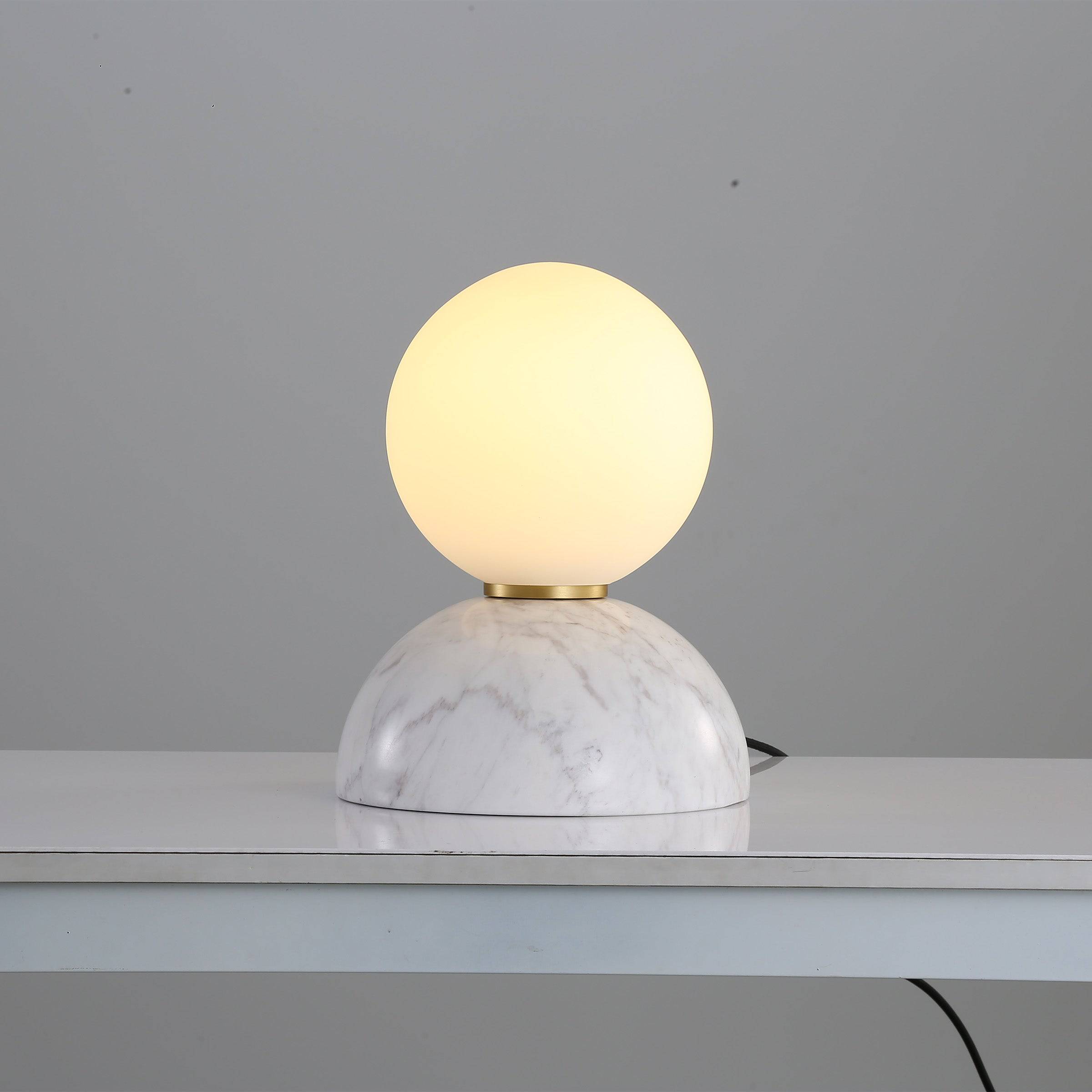 Opal Glass Shade With White Marble Base Table Lamp 8709T-We -  Desk\table Lamps - ebarza Furniture UAE | Shop Modern Furniture in Abu Dhabi & Dubai - مفروشات ايبازرا في الامارات | تسوق اثاث عصري وديكورات مميزة في دبي وابوظبي