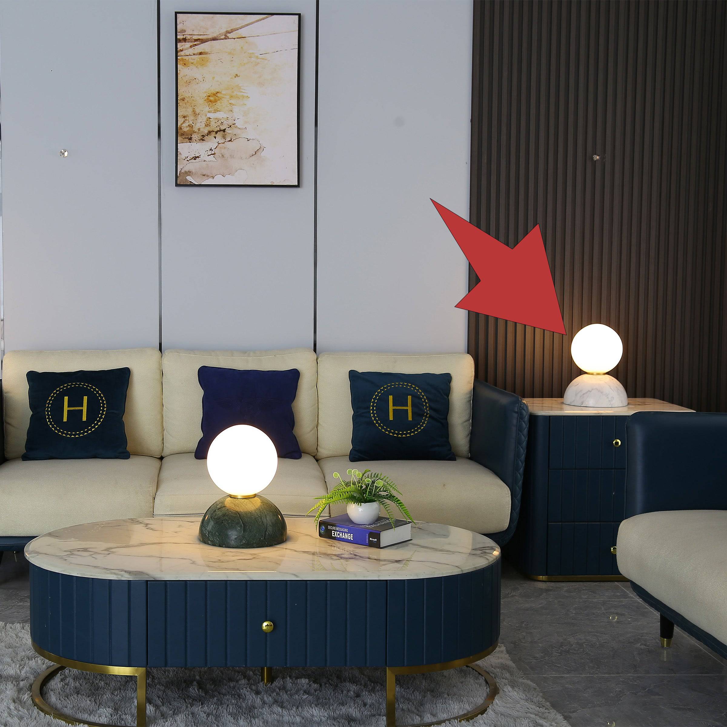 Opal Glass Shade With White Marble Base Table Lamp 8709T-We -  Desk\table Lamps - ebarza Furniture UAE | Shop Modern Furniture in Abu Dhabi & Dubai - مفروشات ايبازرا في الامارات | تسوق اثاث عصري وديكورات مميزة في دبي وابوظبي