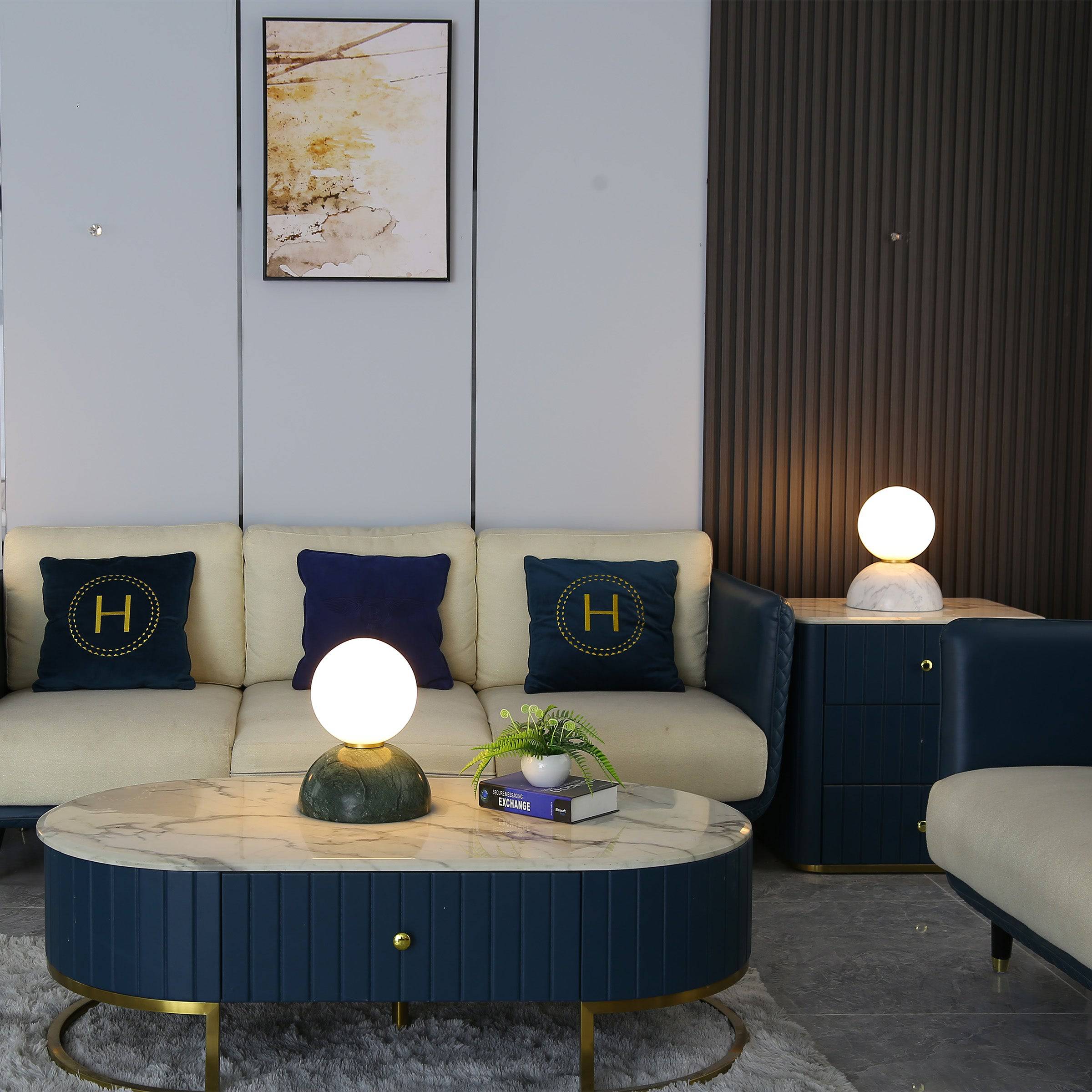 Opal Glass Shade With White Marble Base Table Lamp 8709T-We -  Desk\table Lamps - ebarza Furniture UAE | Shop Modern Furniture in Abu Dhabi & Dubai - مفروشات ايبازرا في الامارات | تسوق اثاث عصري وديكورات مميزة في دبي وابوظبي