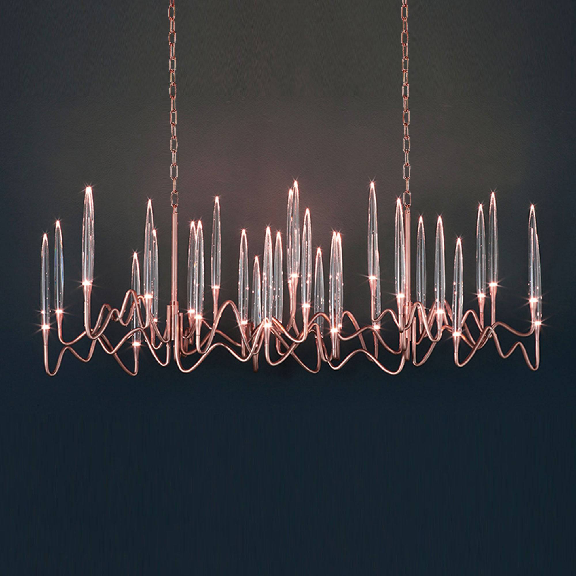 AS IS - Opus Long Chandelier Cy-New-091-Rg-YAS -  DISPLAY ITEM - ebarza Furniture UAE | Shop Modern Furniture in Abu Dhabi & Dubai - مفروشات ايبازرا في الامارات | تسوق اثاث عصري وديكورات مميزة في دبي وابوظبي