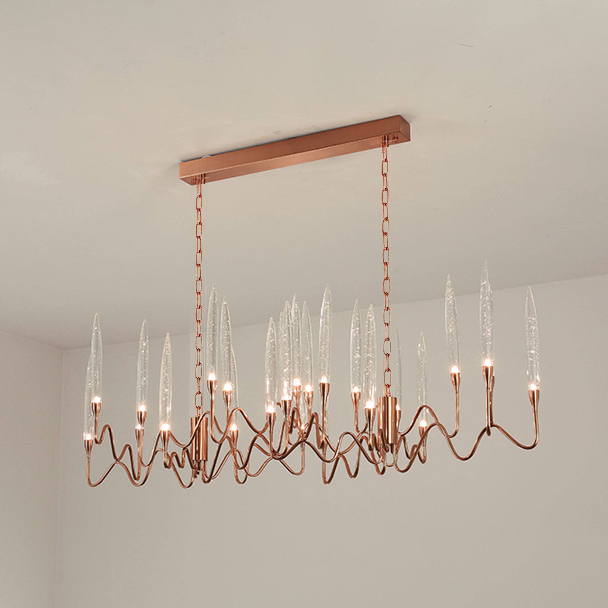 AS IS - Opus Long Chandelier Cy-New-091-Rg-YAS -  DISPLAY ITEM - ebarza Furniture UAE | Shop Modern Furniture in Abu Dhabi & Dubai - مفروشات ايبازرا في الامارات | تسوق اثاث عصري وديكورات مميزة في دبي وابوظبي