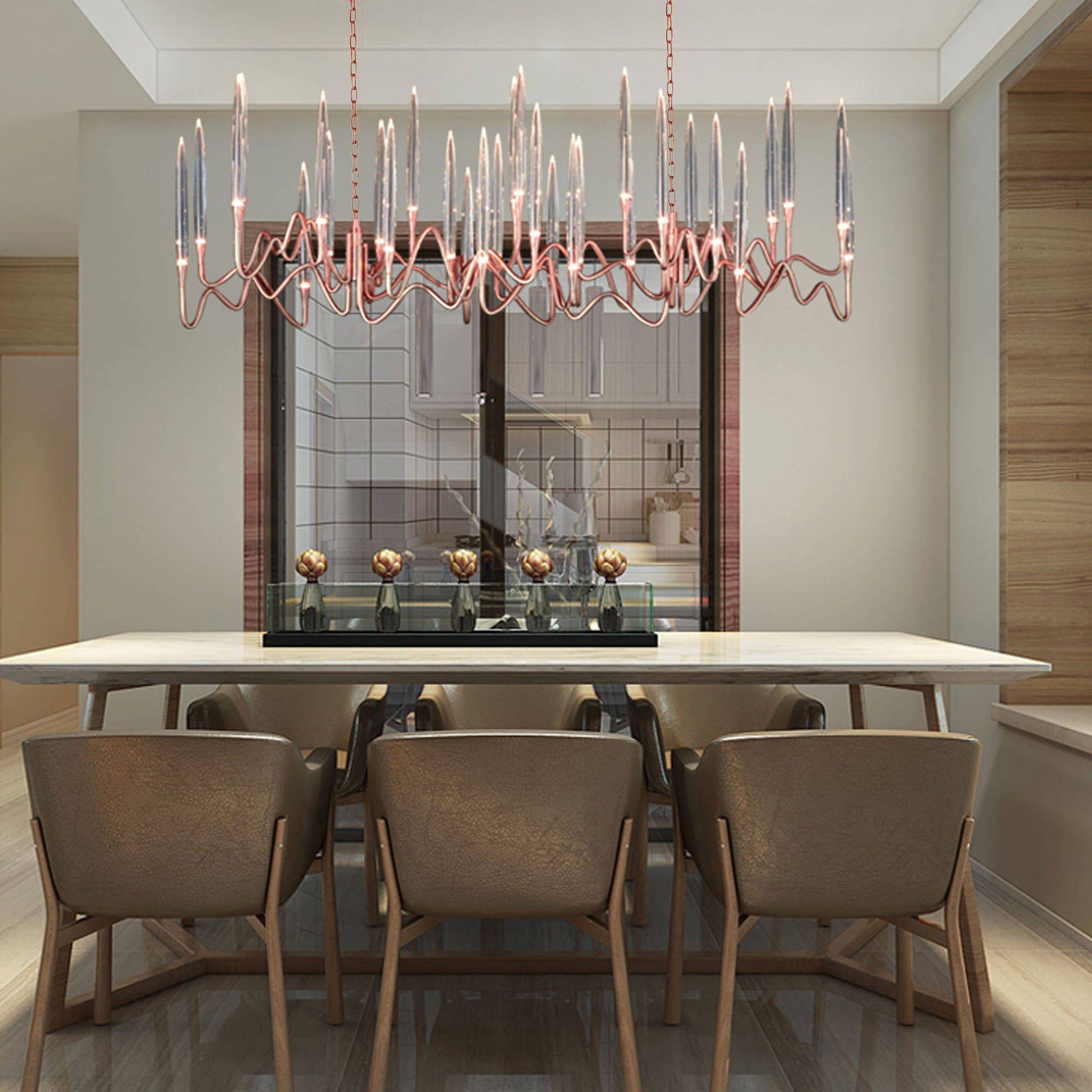 AS IS - Opus Long Chandelier Cy-New-091-Rg-YAS -  DISPLAY ITEM - ebarza Furniture UAE | Shop Modern Furniture in Abu Dhabi & Dubai - مفروشات ايبازرا في الامارات | تسوق اثاث عصري وديكورات مميزة في دبي وابوظبي