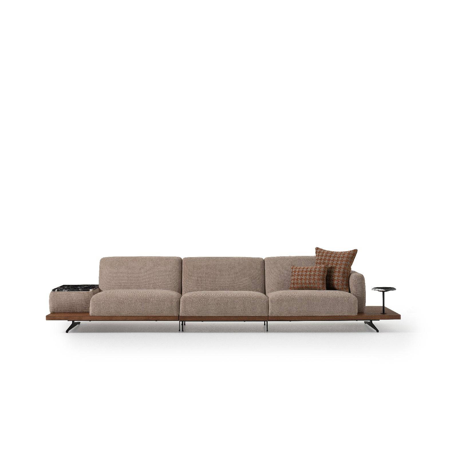 Orissa Sofa Left Module With Arm And Marble Table Orsaim-Leftsofa -  Sofas - ebarza Furniture UAE | Shop Modern Furniture in Abu Dhabi & Dubai - مفروشات ايبازرا في الامارات | تسوق اثاث عصري وديكورات مميزة في دبي وابوظبي