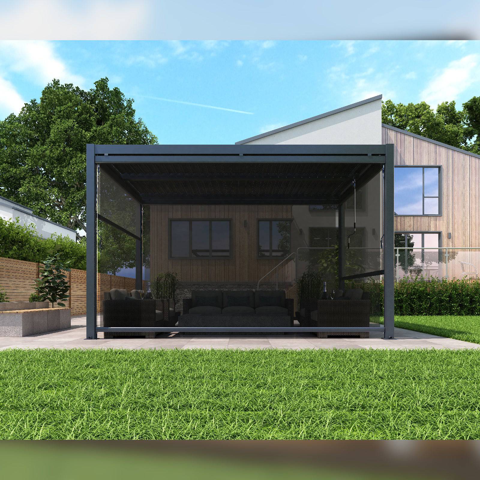 Outdoor Pergola And Screen With Led Light 300X300 M8610L-3X3 -  Smart Outdoors - ebarza Furniture UAE | Shop Modern Furniture in Abu Dhabi & Dubai - مفروشات ايبازرا في الامارات | تسوق اثاث عصري وديكورات مميزة في دبي وابوظبي
