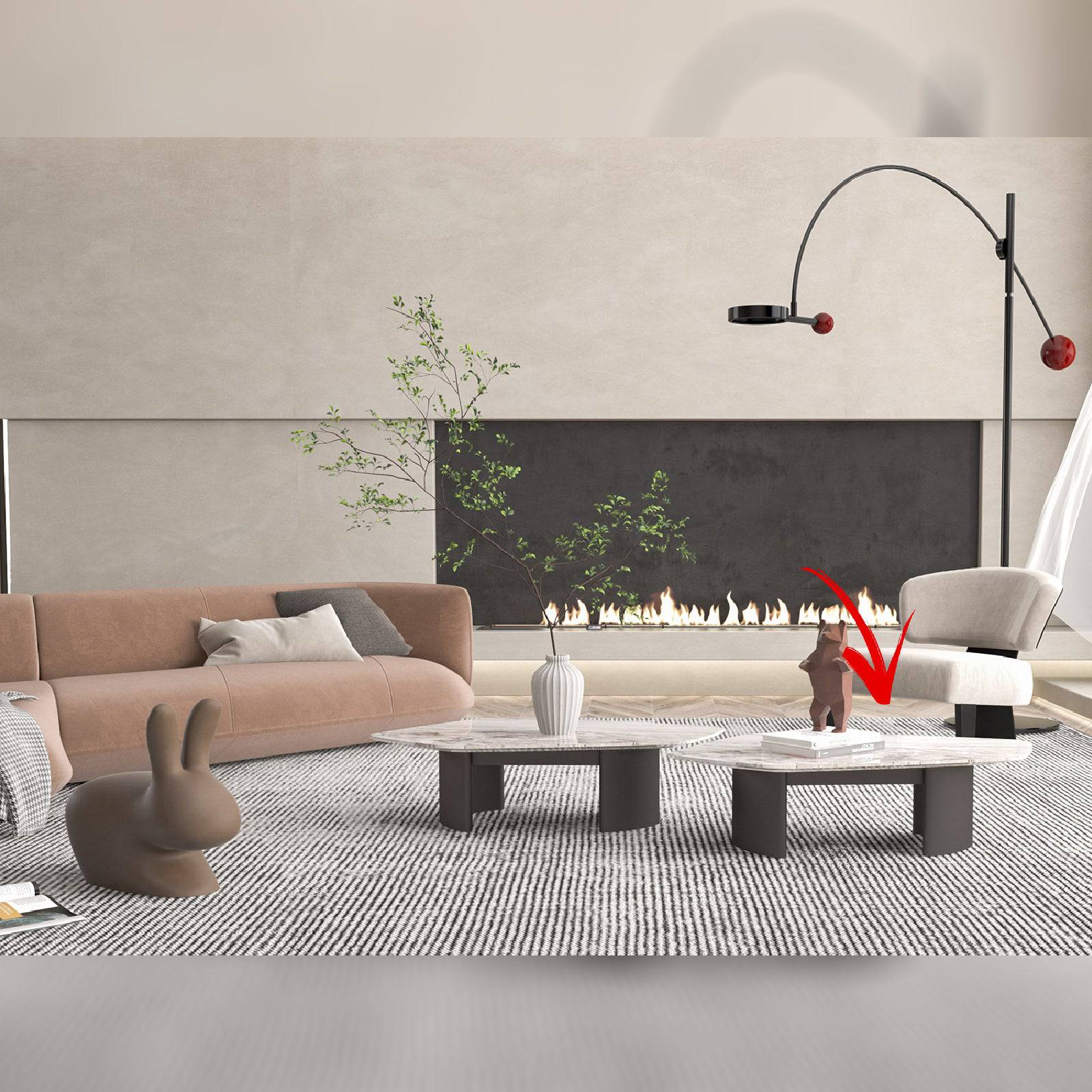 Pallisandro Natural Marble Low Center Tables Dz452Ct-2 -  Coffee Tables - ebarza Furniture UAE | Shop Modern Furniture in Abu Dhabi & Dubai - مفروشات ايبازرا في الامارات | تسوق اثاث عصري وديكورات مميزة في دبي وابوظبي