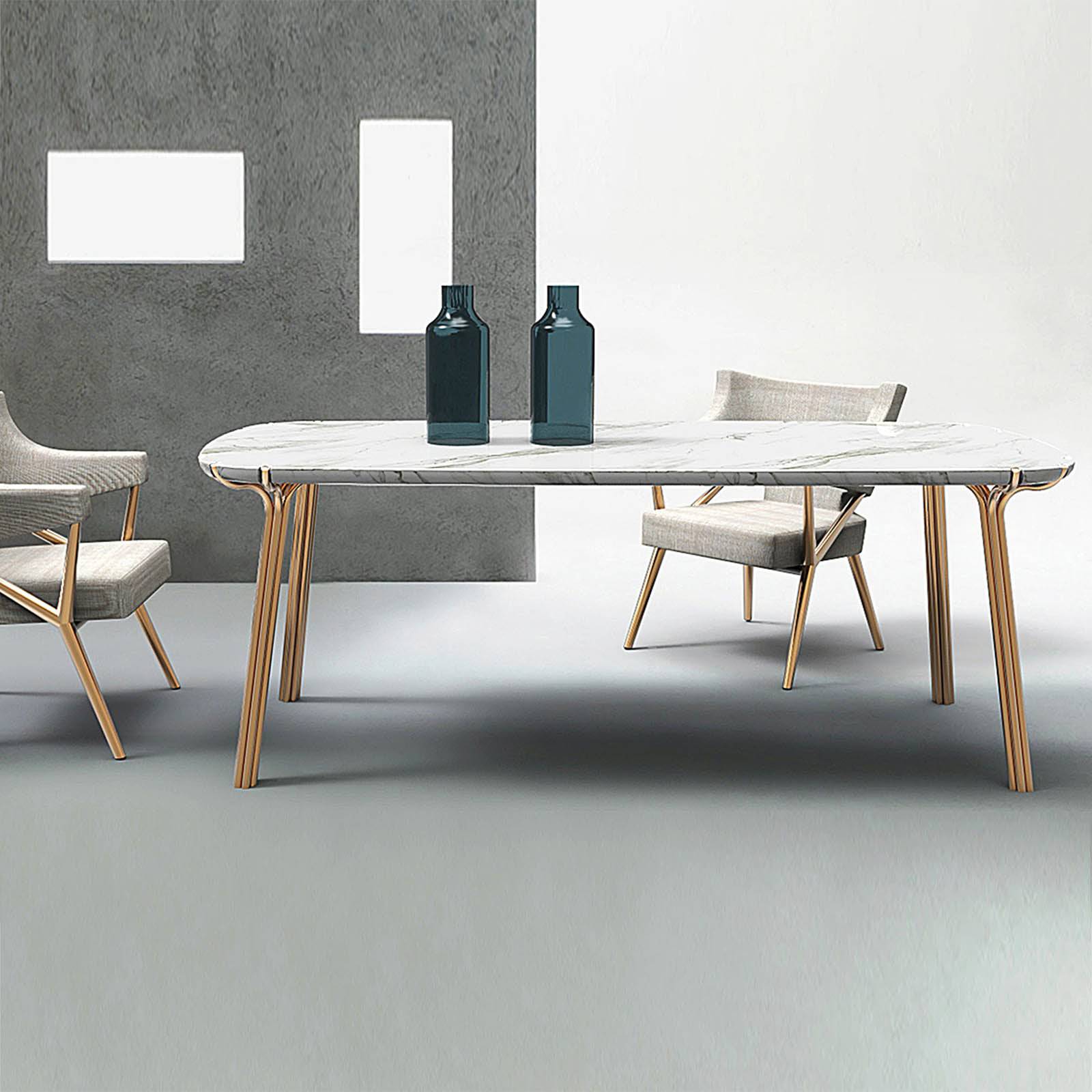 Paradise Natural Marble Dining Table Dt2000 -  Dining Tables - ebarza Furniture UAE | Shop Modern Furniture in Abu Dhabi & Dubai - مفروشات ايبازرا في الامارات | تسوق اثاث عصري وديكورات مميزة في دبي وابوظبي