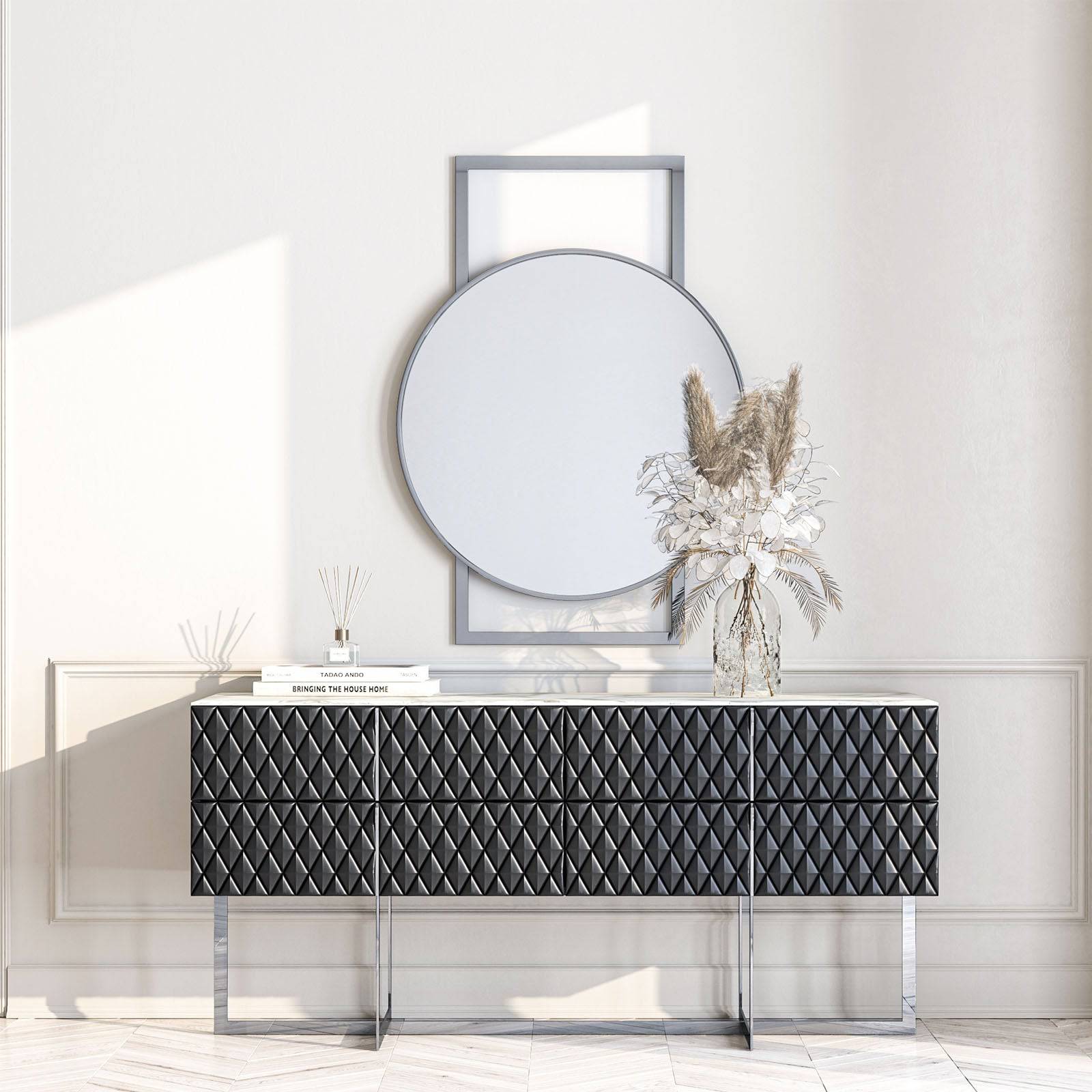 Paris Chrome Mirror Paris005 -  Mirrors - ebarza Furniture UAE | Shop Modern Furniture in Abu Dhabi & Dubai - مفروشات ايبازرا في الامارات | تسوق اثاث عصري وديكورات مميزة في دبي وابوظبي