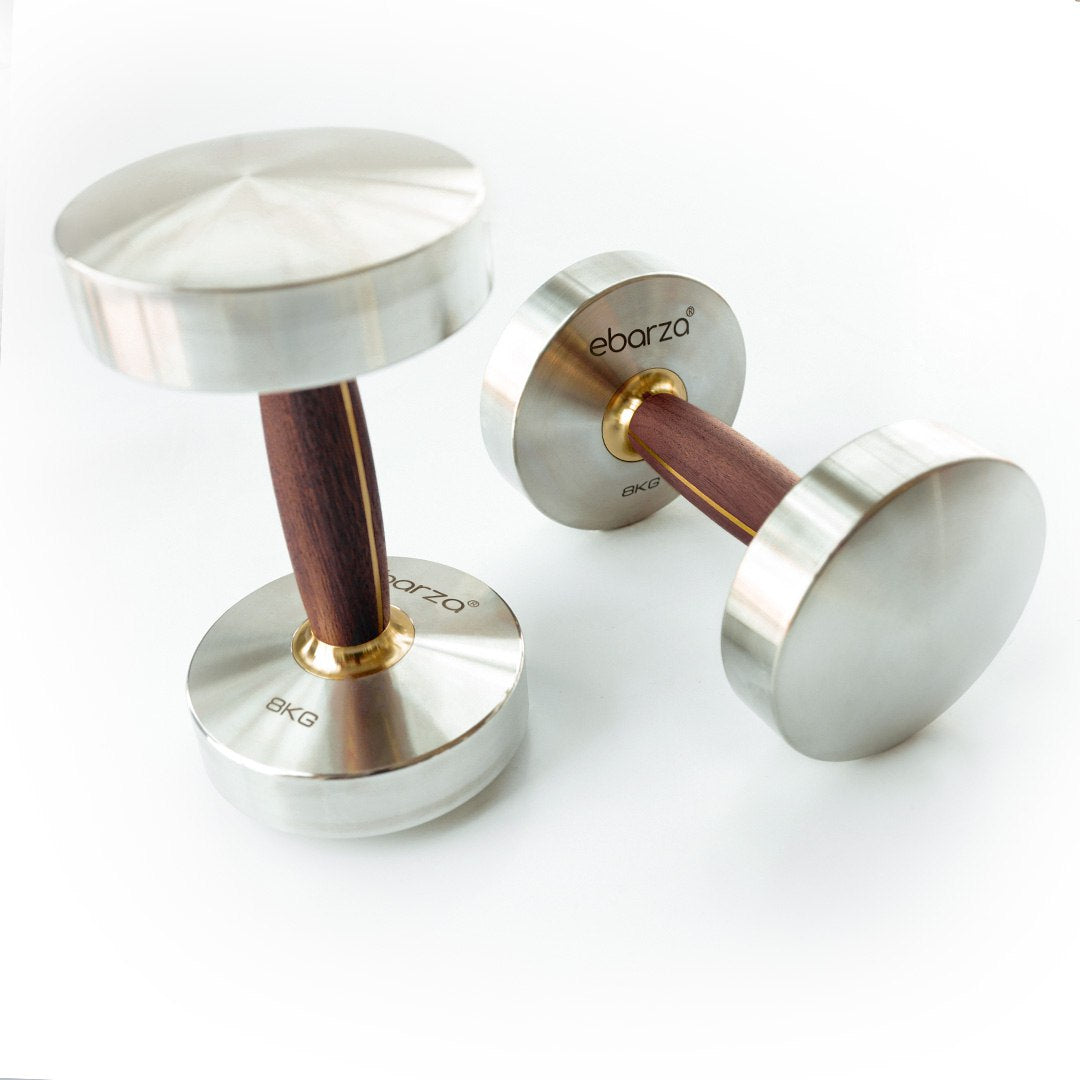 Ebarza Stainless Steel And Walnut Wood Dumbbell-8kg PRO-GMYL01-8 -  Home Decor Figurines - ebarza Furniture UAE | Shop Modern Furniture in Abu Dhabi & Dubai - مفروشات ايبازرا في الامارات | تسوق اثاث عصري وديكورات مميزة في دبي وابوظبي