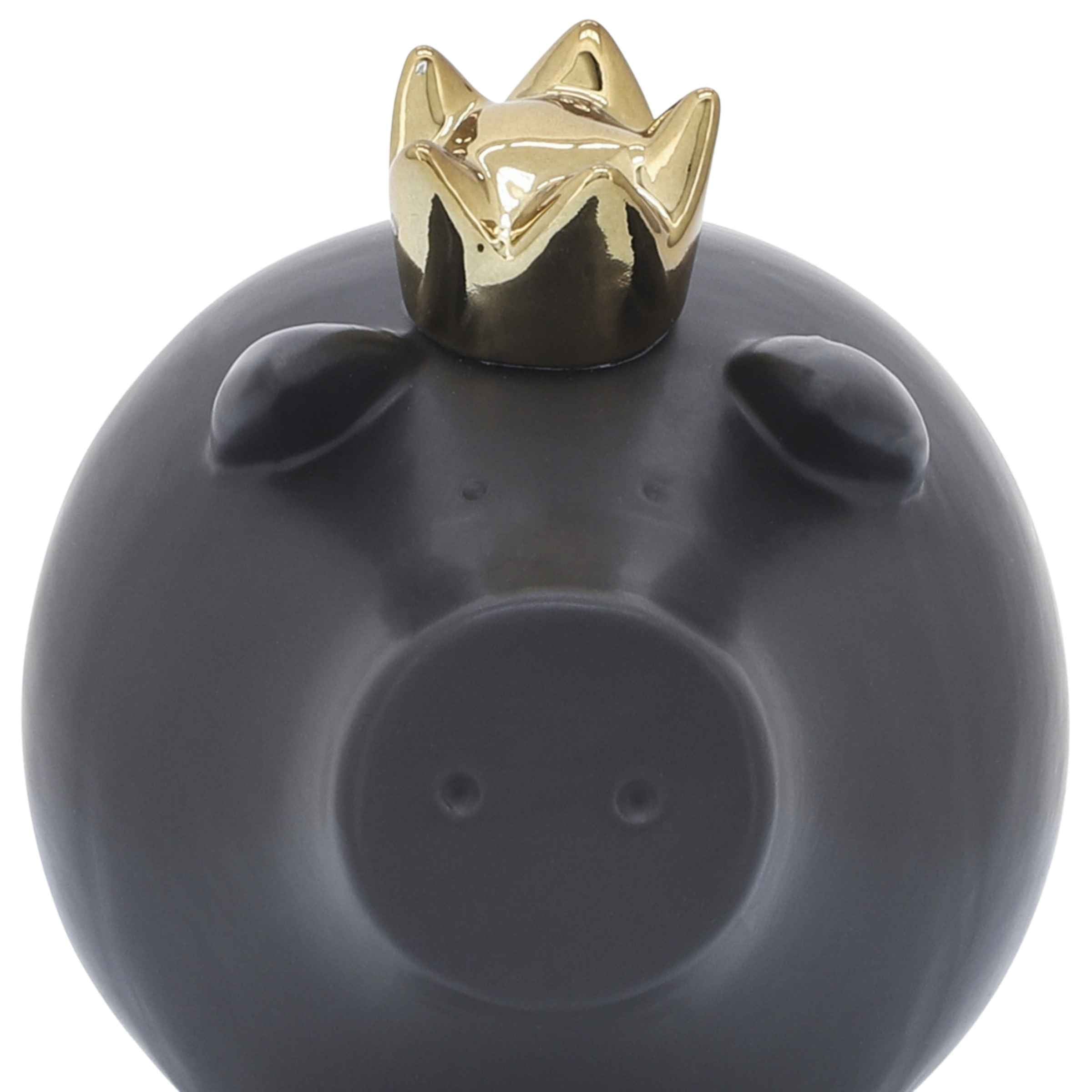 Pig With Crown Ceramic 15 Cm - Black 16955-04 -  Home Decor Figurines - ebarza Furniture UAE | Shop Modern Furniture in Abu Dhabi & Dubai - مفروشات ايبازرا في الامارات | تسوق اثاث عصري وديكورات مميزة في دبي وابوظبي