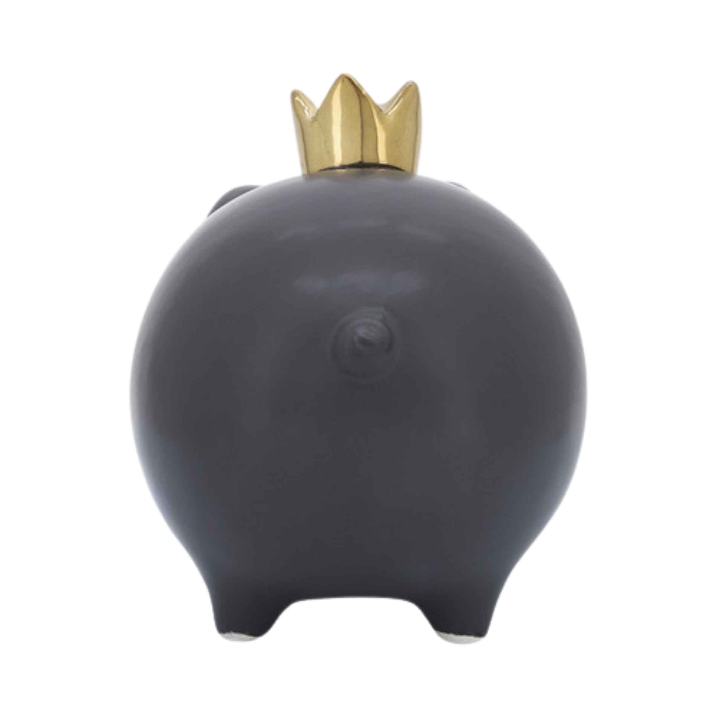 Pig With Crown Ceramic 15 Cm - Black 16955-04 -  Home Decor Figurines - ebarza Furniture UAE | Shop Modern Furniture in Abu Dhabi & Dubai - مفروشات ايبازرا في الامارات | تسوق اثاث عصري وديكورات مميزة في دبي وابوظبي