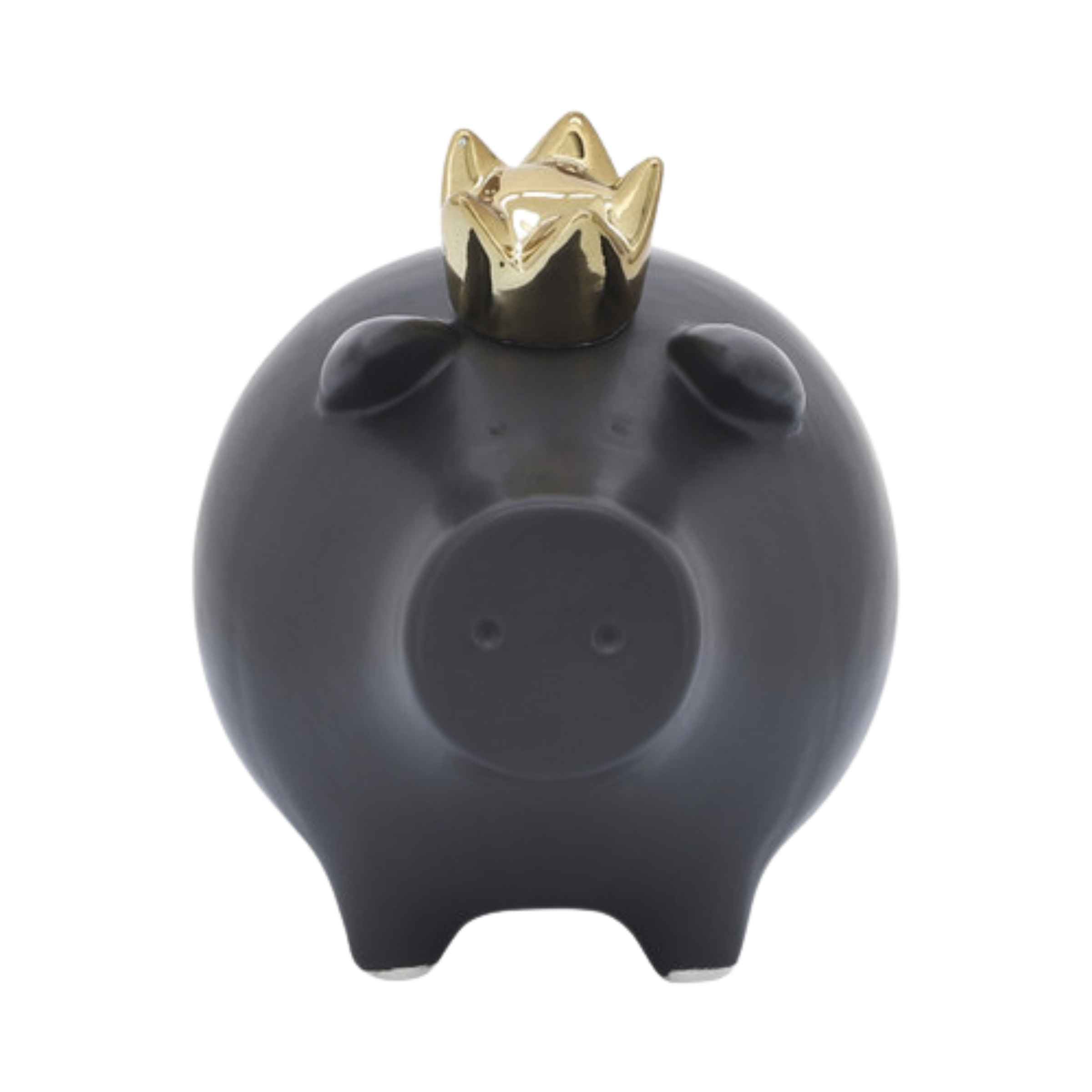 Pig With Crown Ceramic 15 Cm - Black 16955-04 -  Home Decor Figurines - ebarza Furniture UAE | Shop Modern Furniture in Abu Dhabi & Dubai - مفروشات ايبازرا في الامارات | تسوق اثاث عصري وديكورات مميزة في دبي وابوظبي