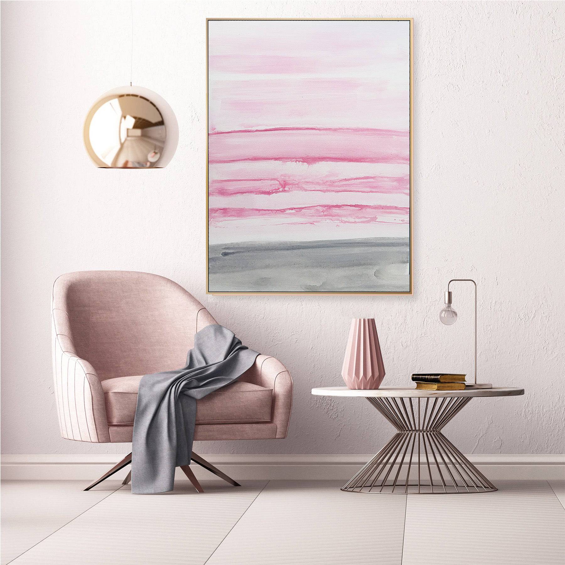 Pink Coast Hand Painted Art Painting With Frame 130X90 Cm Soaap0002 -  Paintings - ebarza Furniture UAE | Shop Modern Furniture in Abu Dhabi & Dubai - مفروشات ايبازرا في الامارات | تسوق اثاث عصري وديكورات مميزة في دبي وابوظبي