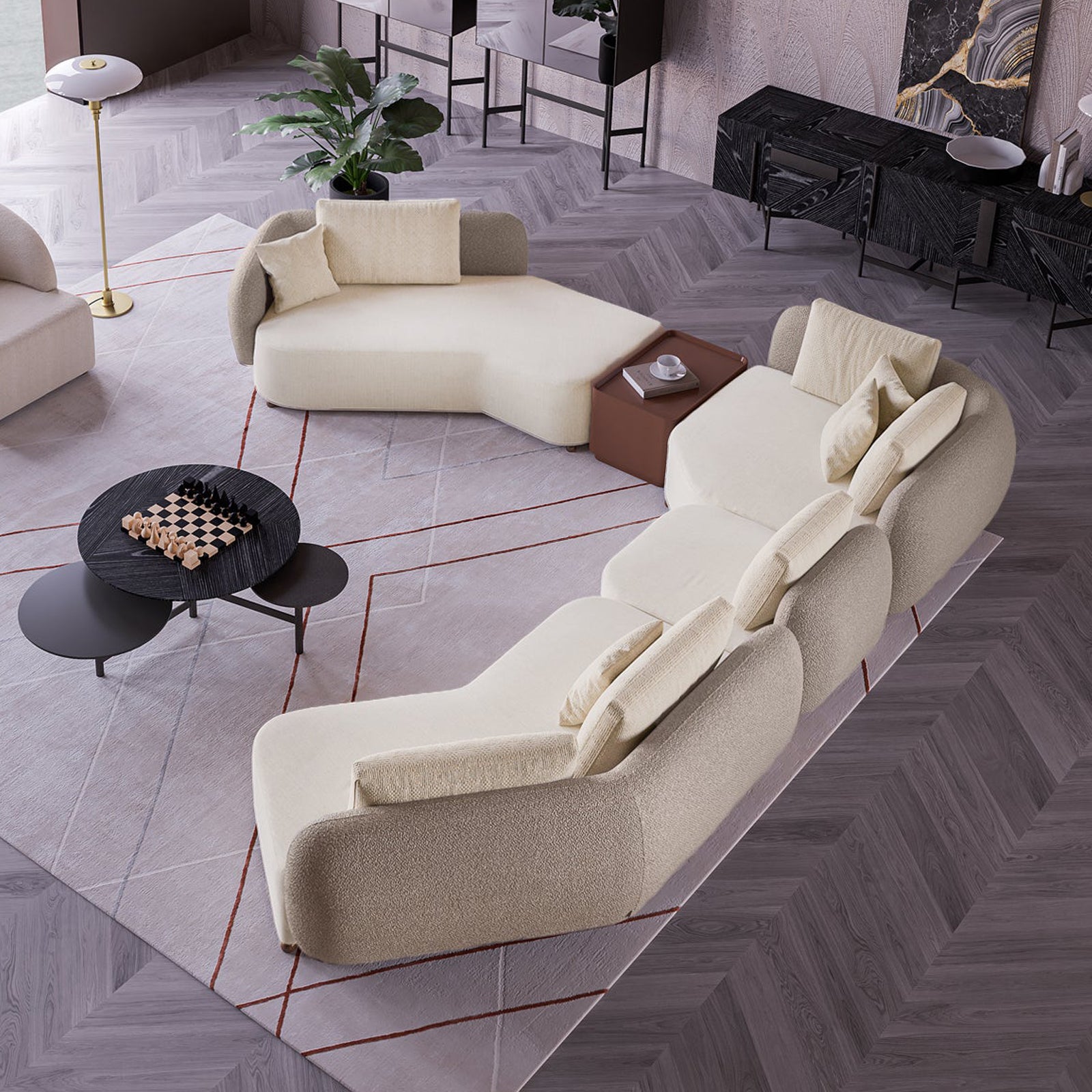 Platon Corner Sofa Td-Ptn7S -  Sofas - ebarza Furniture UAE | Shop Modern Furniture in Abu Dhabi & Dubai - مفروشات ايبازرا في الامارات | تسوق اثاث عصري وديكورات مميزة في دبي وابوظبي