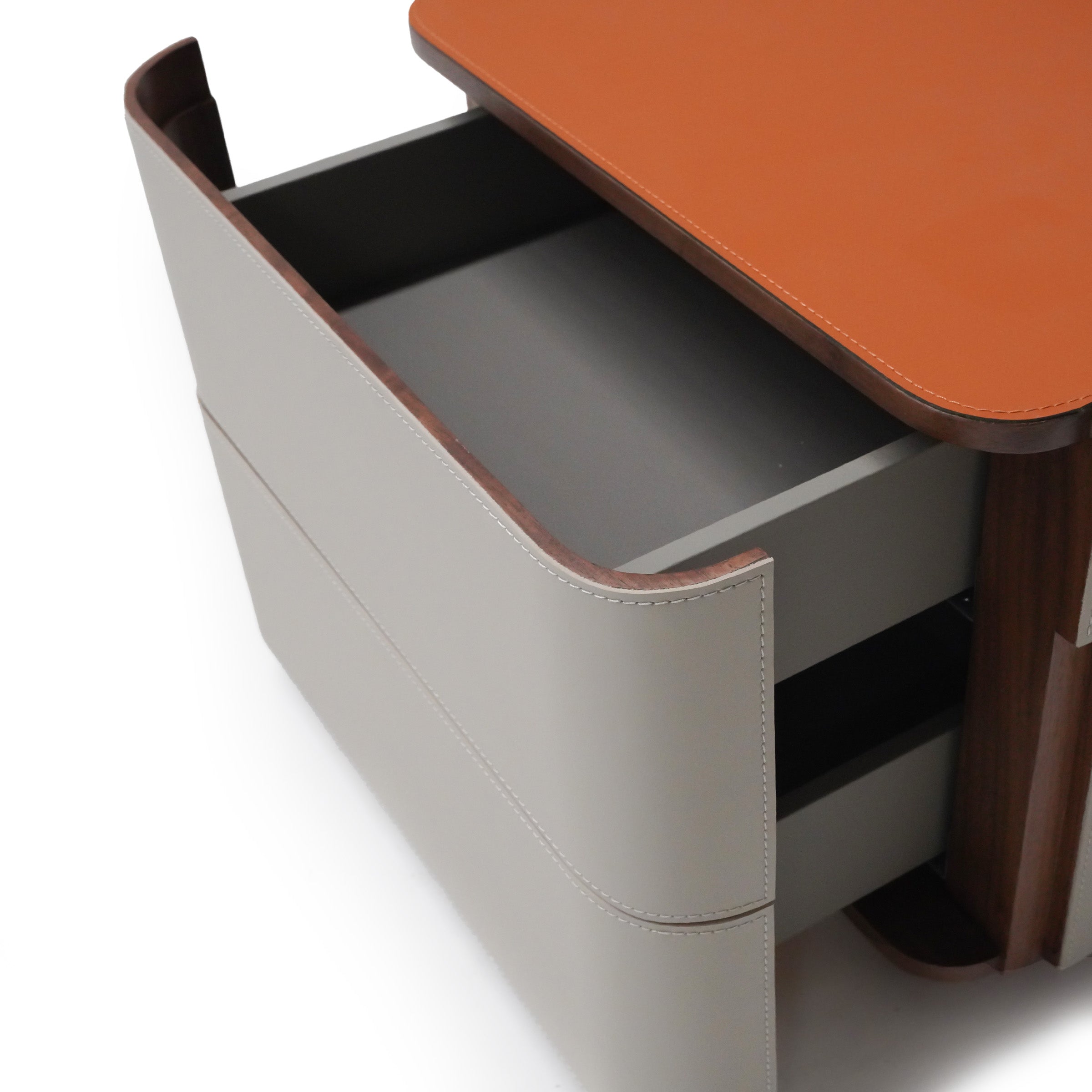 Pre-order 90 Days Delivery Urban Retreat Saddle Leather Bedside Table NS-017 -  Bedside Tables - ebarza Furniture UAE | Shop Modern Furniture in Abu Dhabi & Dubai - مفروشات ايبازرا في الامارات | تسوق اثاث عصري وديكورات مميزة في دبي وابوظبي