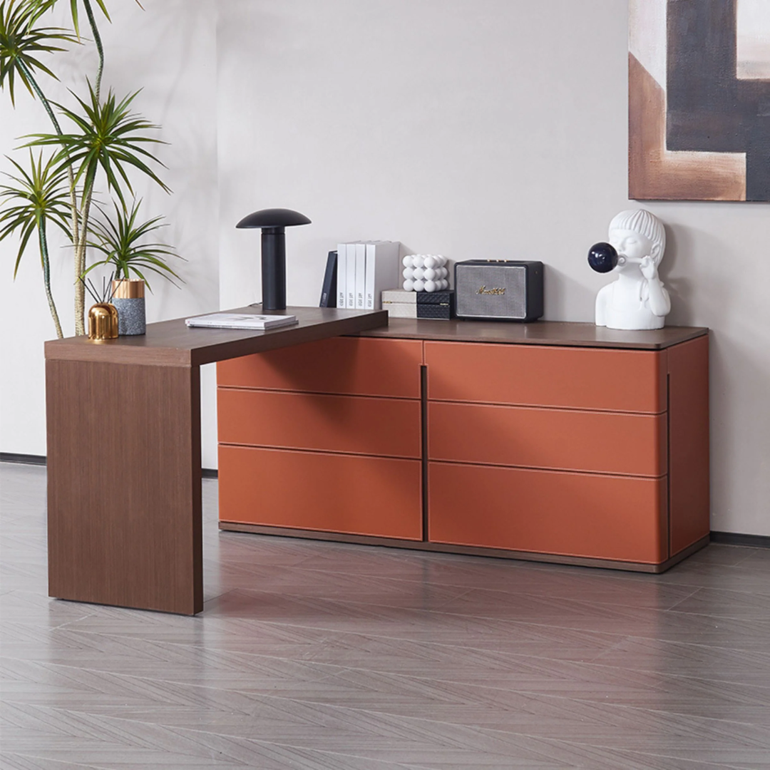 Mycroft Saddle Leather Desk / Cabinet MLL-T02-1 -  Office Desks - ebarza Furniture UAE | Shop Modern Furniture in Abu Dhabi & Dubai - مفروشات ايبازرا في الامارات | تسوق اثاث عصري وديكورات مميزة في دبي وابوظبي