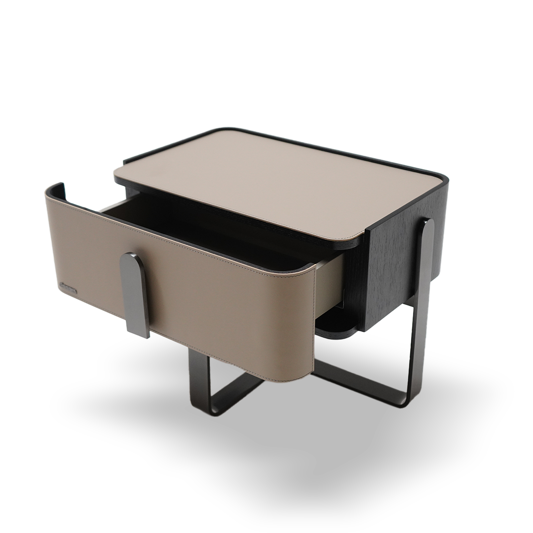 AS IS - Saddle Leather Bedside Table JK-E18 -  DISPLAY ITEM - ebarza Furniture UAE | Shop Modern Furniture in Abu Dhabi & Dubai - مفروشات ايبازرا في الامارات | تسوق اثاث عصري وديكورات مميزة في دبي وابوظبي