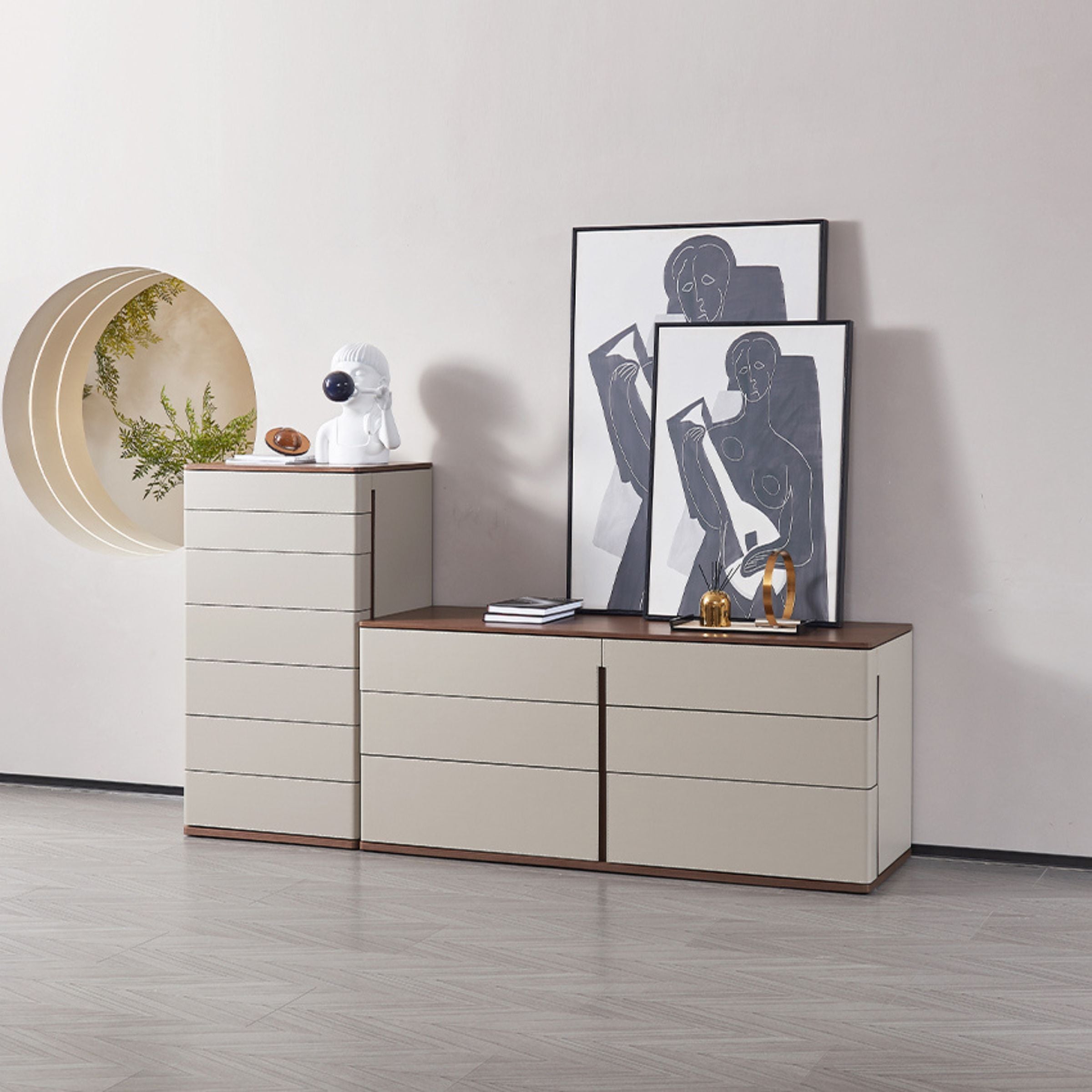 Pre-order 35 Days Delivery Mycroft Wenge Saddle Leather Cabinet MLL-T03 -  Cabinets - ebarza Furniture UAE | Shop Modern Furniture in Abu Dhabi & Dubai - مفروشات ايبازرا في الامارات | تسوق اثاث عصري وديكورات مميزة في دبي وابوظبي