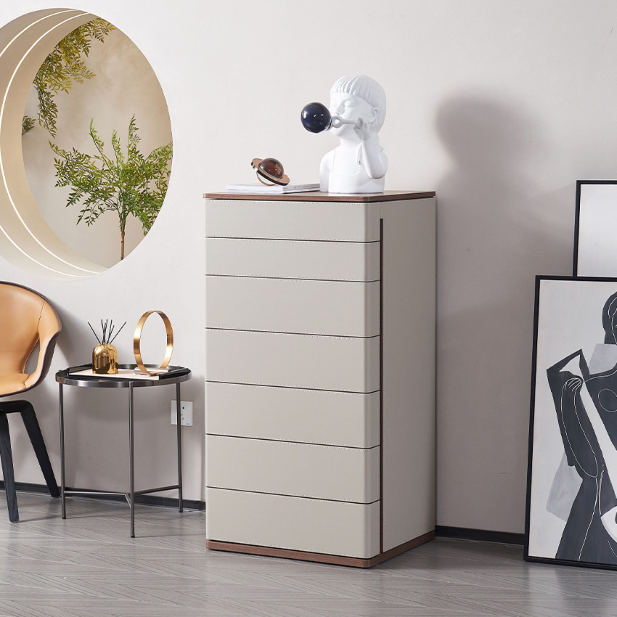 Pre-order 35 Days Delivery Mycroft Wenge Saddle Leather Cabinet MLL-T03 -  Cabinets - ebarza Furniture UAE | Shop Modern Furniture in Abu Dhabi & Dubai - مفروشات ايبازرا في الامارات | تسوق اثاث عصري وديكورات مميزة في دبي وابوظبي