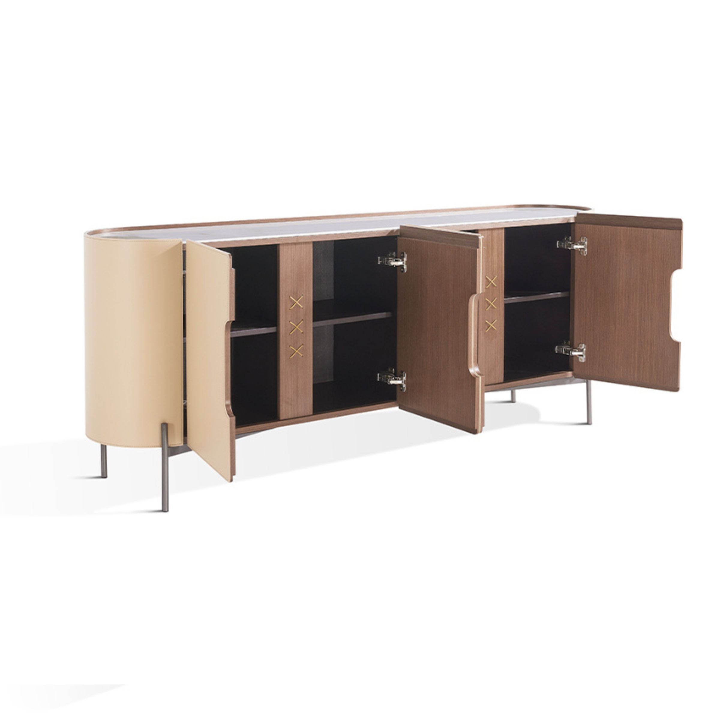 Stitch Saddle Leather Sideboard / Cabinet MLL-T32 -  Cabinets - ebarza Furniture UAE | Shop Modern Furniture in Abu Dhabi & Dubai - مفروشات ايبازرا في الامارات | تسوق اثاث عصري وديكورات مميزة في دبي وابوظبي