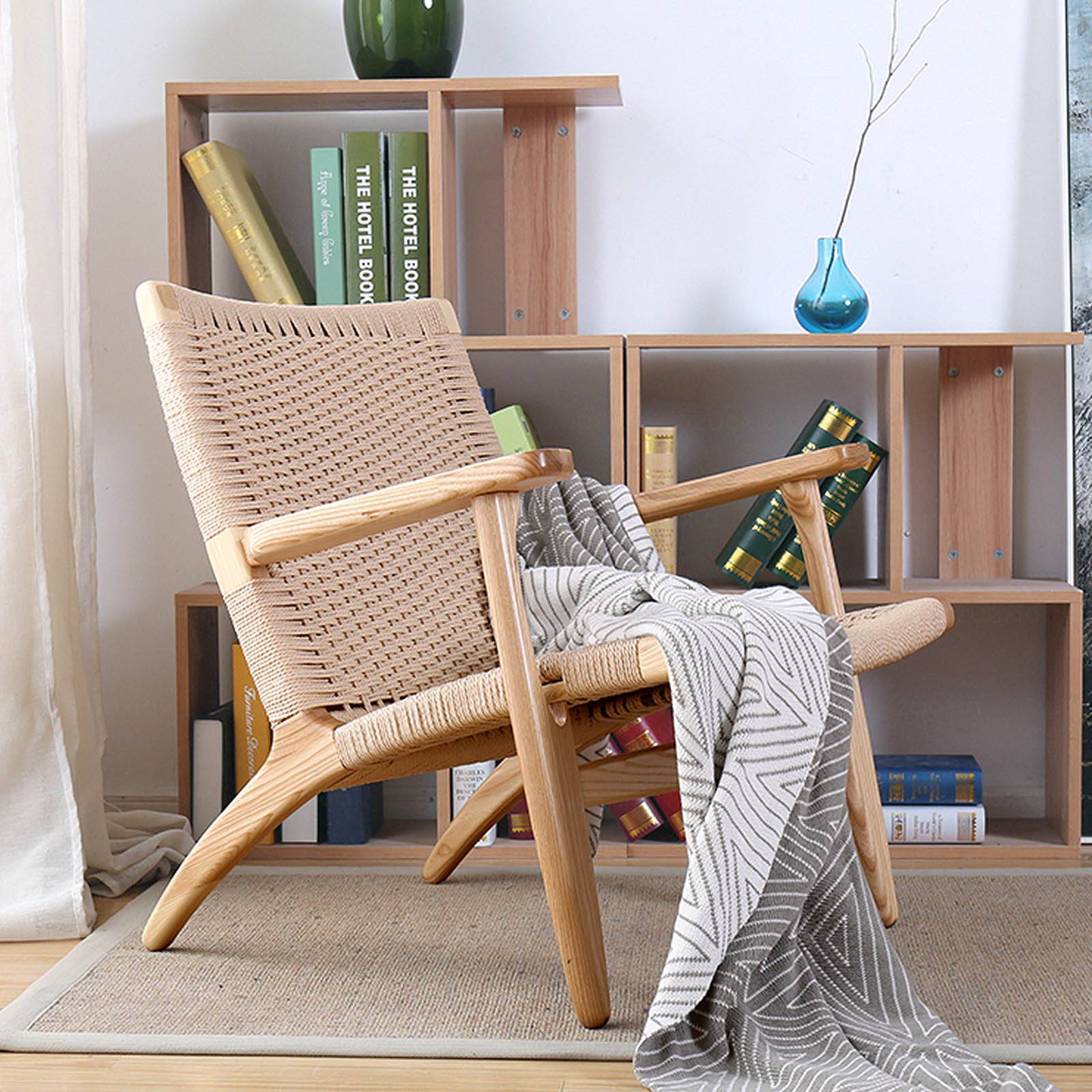 Solid Wood And Cord Lounge Chair Ws-086-N -  Lounge Chairs - ebarza Furniture UAE | Shop Modern Furniture in Abu Dhabi & Dubai - مفروشات ايبازرا في الامارات | تسوق اثاث عصري وديكورات مميزة في دبي وابوظبي