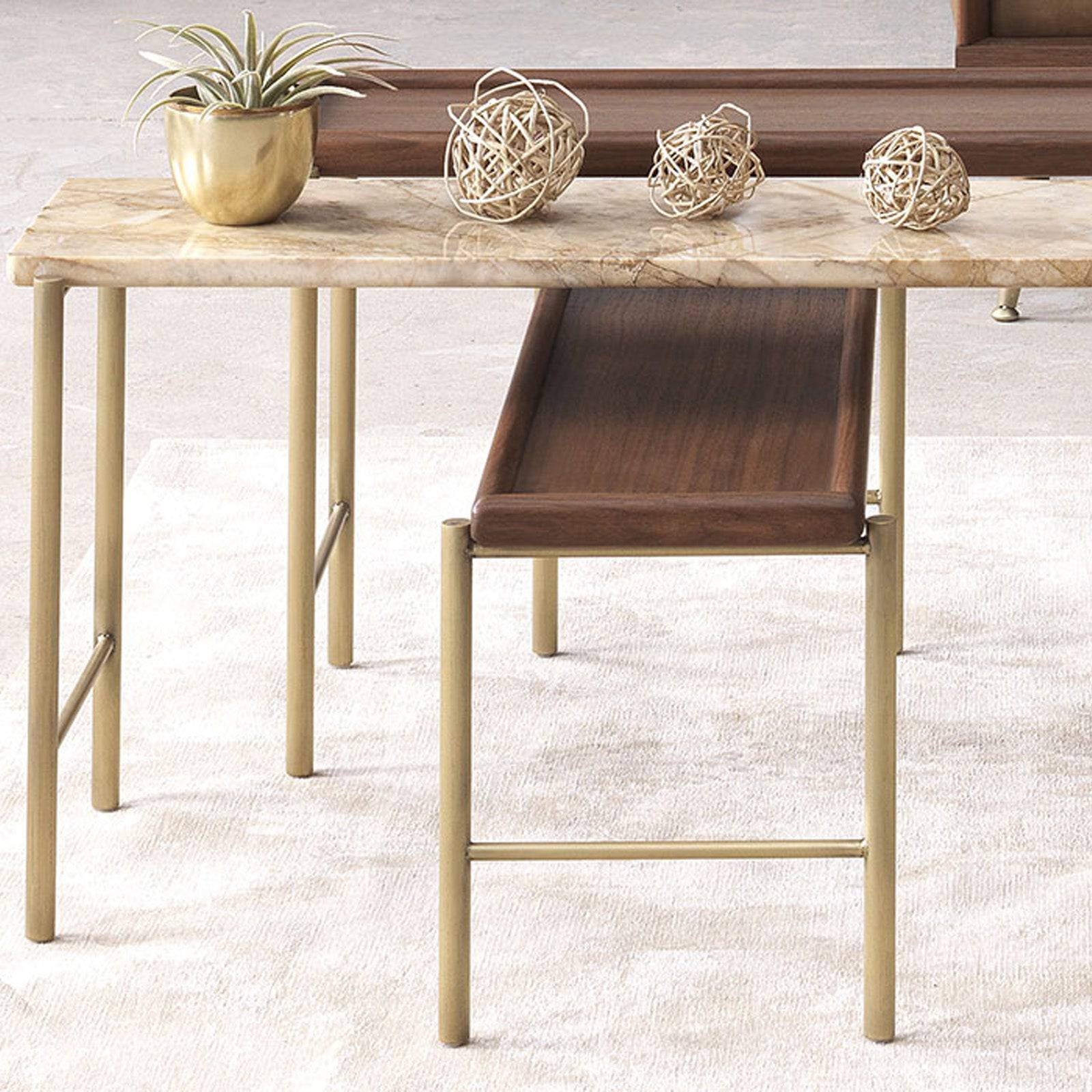 Prizma Center Table With Marble And Wood Top Prizma-Center -  Coffee Tables - ebarza Furniture UAE | Shop Modern Furniture in Abu Dhabi & Dubai - مفروشات ايبازرا في الامارات | تسوق اثاث عصري وديكورات مميزة في دبي وابوظبي