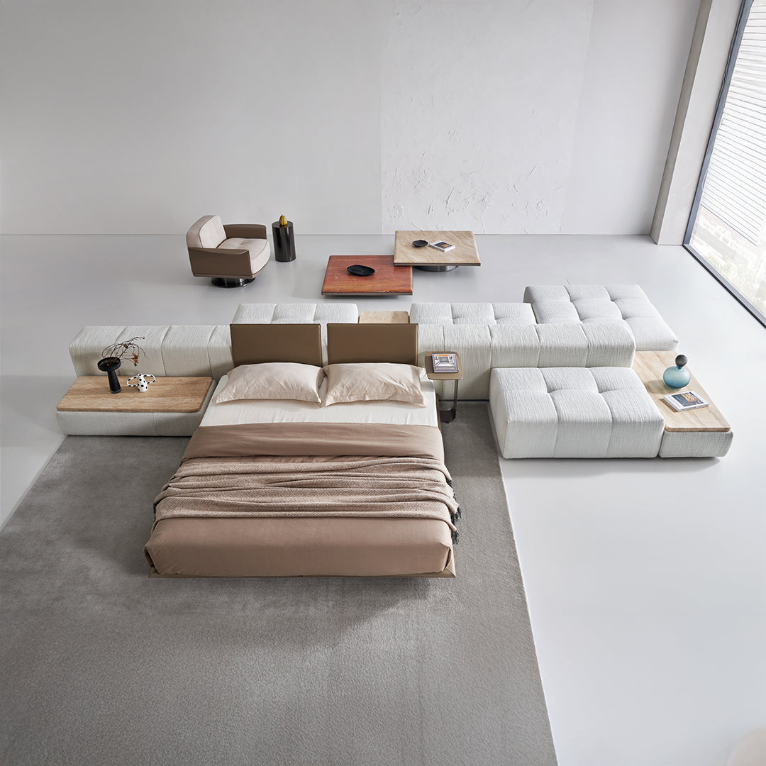 Puzzle Suspended Bed Base with 2 backrest - SF080 -  Bedsteads - ebarza Furniture UAE | Shop Modern Furniture in Abu Dhabi & Dubai - مفروشات ايبازرا في الامارات | تسوق اثاث عصري وديكورات مميزة في دبي وابوظبي