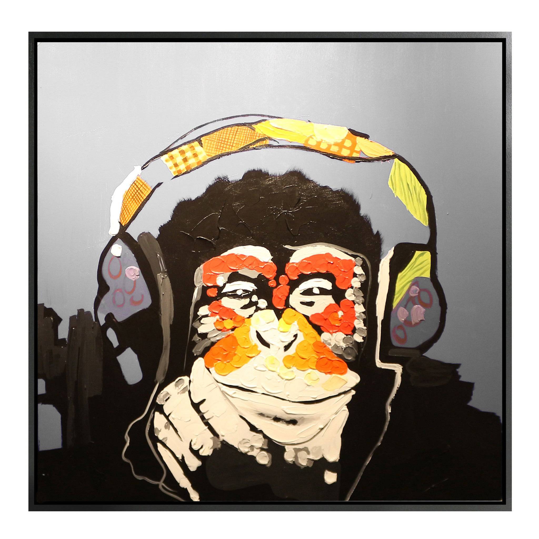 AS IS - Relaxed Monkey Hand Painted Art Painting With Frame 105X105 Cm PNB122-SOAP0069 -  DISPLAY ITEM - ebarza Furniture UAE | Shop Modern Furniture in Abu Dhabi & Dubai - مفروشات ايبازرا في الامارات | تسوق اثاث عصري وديكورات مميزة في دبي وابوظبي