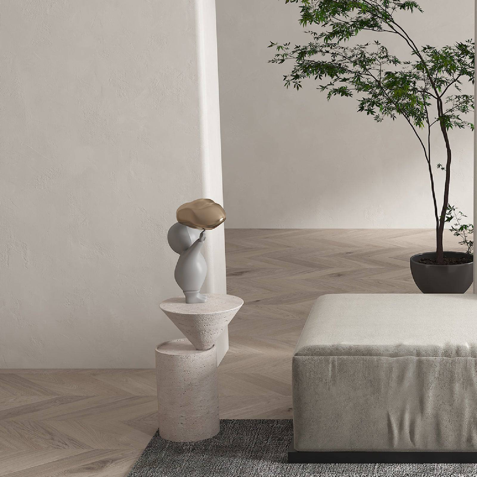 Rome Travertine Side Table - 409ST -  Side Tables - ebarza Furniture UAE | Shop Modern Furniture in Abu Dhabi & Dubai - مفروشات ايبازرا في الامارات | تسوق اثاث عصري وديكورات مميزة في دبي وابوظبي