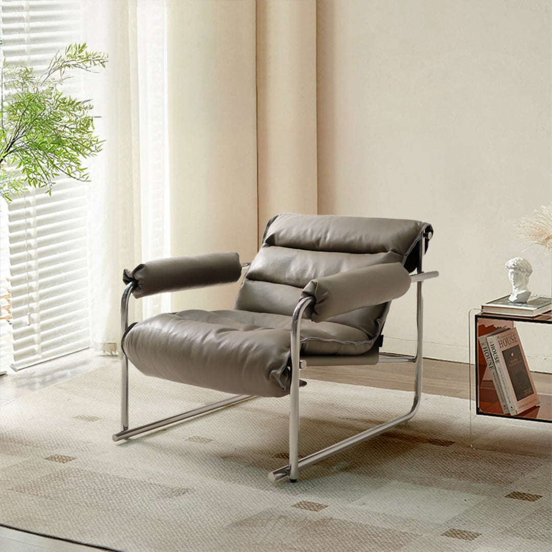 Murcia Whole Leather Lounge Chair LC066/BEIGE -  Lounge Chairs - ebarza Furniture UAE | Shop Modern Furniture in Abu Dhabi & Dubai - مفروشات ايبازرا في الامارات | تسوق اثاث عصري وديكورات مميزة في دبي وابوظبي