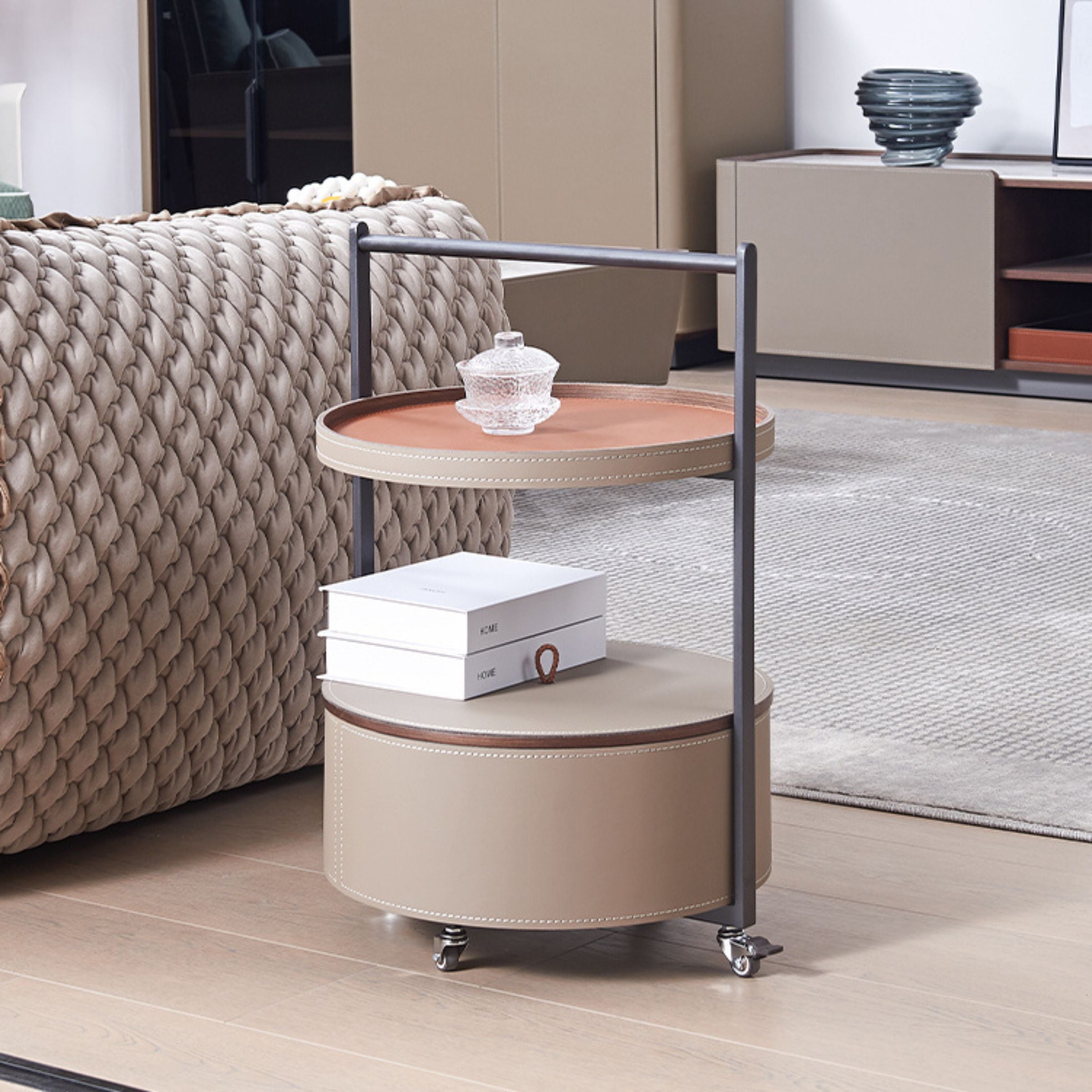 Saddle Leather Coffee Table MLL-D65 -  Coffee tables - ebarza Furniture UAE | Shop Modern Furniture in Abu Dhabi & Dubai - مفروشات ايبازرا في الامارات | تسوق اثاث عصري وديكورات مميزة في دبي وابوظبي