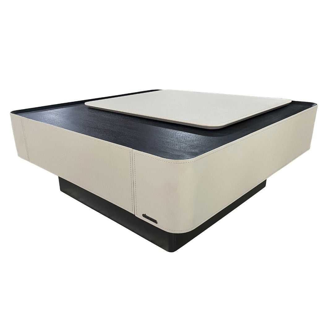 Saddle Leather Veneer Coffee Table MLL-D110 -  Coffee Tables - ebarza Furniture UAE | Shop Modern Furniture in Abu Dhabi & Dubai - مفروشات ايبازرا في الامارات | تسوق اثاث عصري وديكورات مميزة في دبي وابوظبي