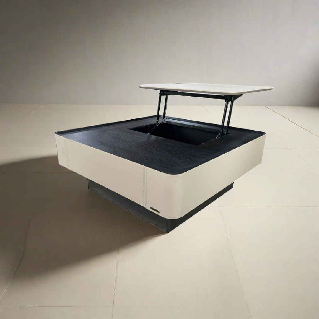 Saddle Leather Veneer Coffee Table MLL-D110 -  Coffee Tables - ebarza Furniture UAE | Shop Modern Furniture in Abu Dhabi & Dubai - مفروشات ايبازرا في الامارات | تسوق اثاث عصري وديكورات مميزة في دبي وابوظبي