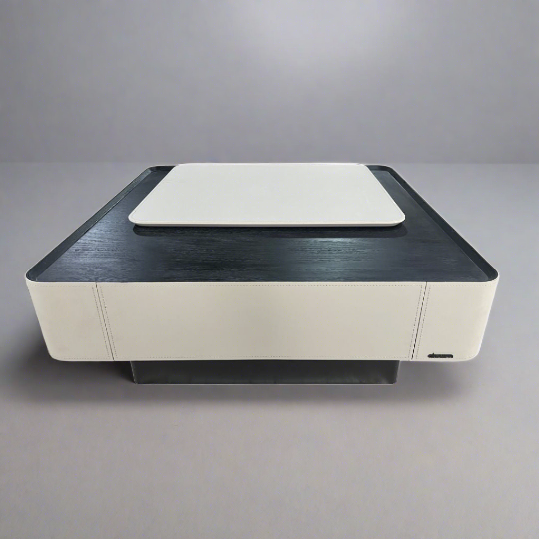 Saddle Leather Veneer Coffee Table MLL-D110 -  Coffee Tables - ebarza Furniture UAE | Shop Modern Furniture in Abu Dhabi & Dubai - مفروشات ايبازرا في الامارات | تسوق اثاث عصري وديكورات مميزة في دبي وابوظبي