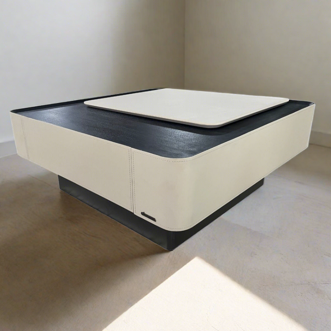Saddle Leather Veneer Coffee Table MLL-D110 -  Coffee Tables - ebarza Furniture UAE | Shop Modern Furniture in Abu Dhabi & Dubai - مفروشات ايبازرا في الامارات | تسوق اثاث عصري وديكورات مميزة في دبي وابوظبي
