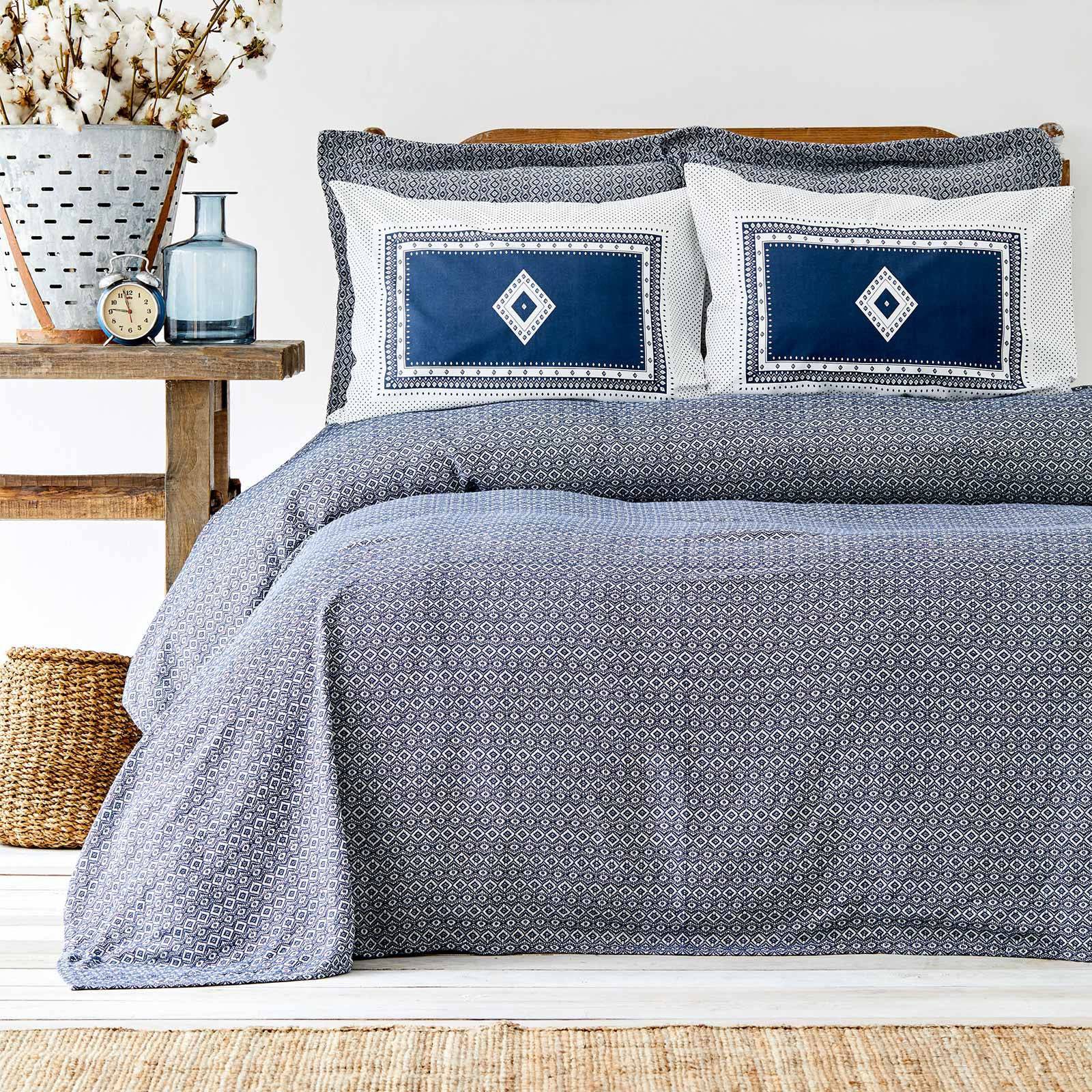 Sarah Anderson Salerno Bed Cover Set And Indigo Sheet Set 160.02.01.0210 -  Bedding - ebarza Furniture UAE | Shop Modern Furniture in Abu Dhabi & Dubai - مفروشات ايبازرا في الامارات | تسوق اثاث عصري وديكورات مميزة في دبي وابوظبي